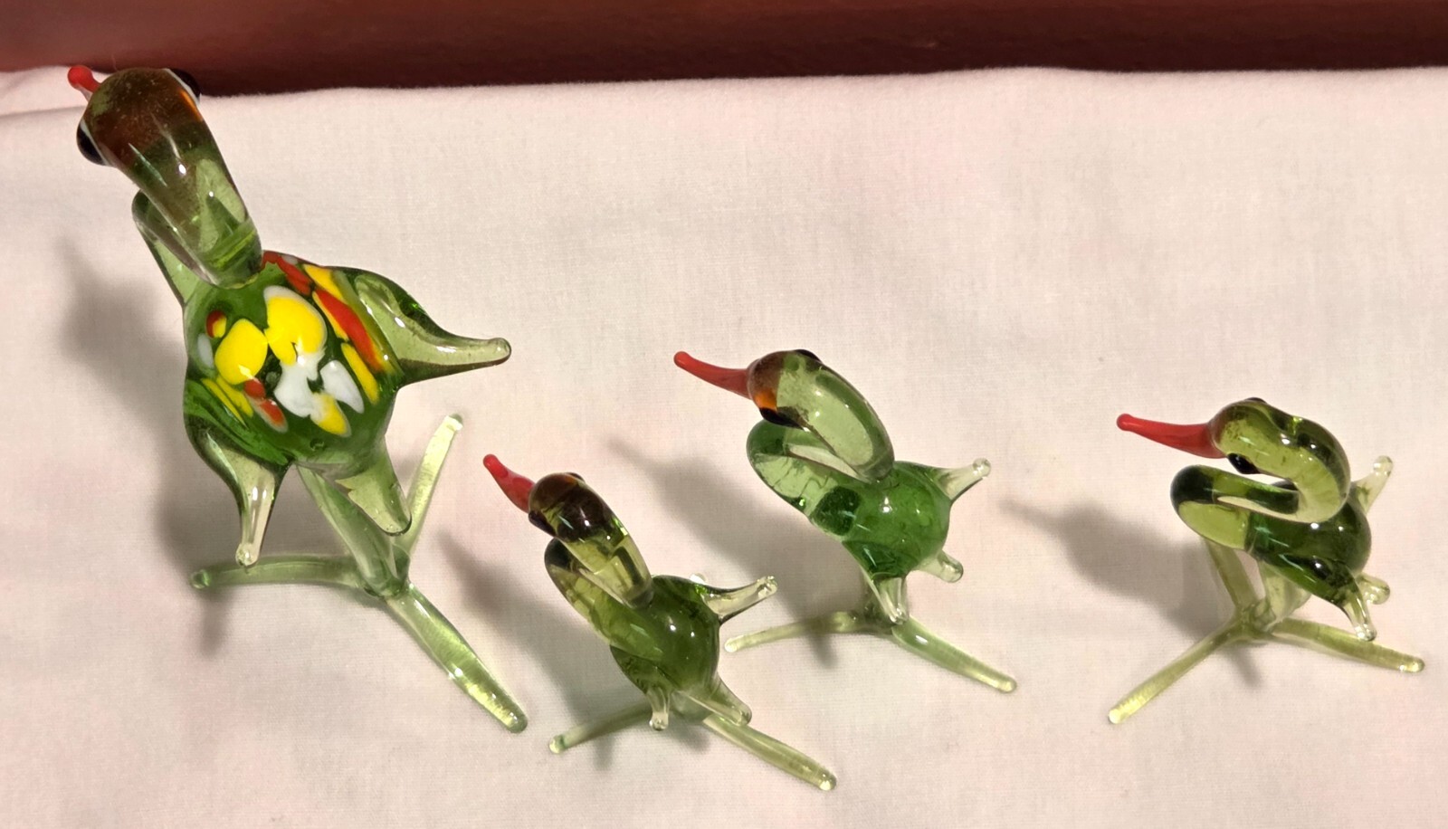 Vintage Murano Style Glass Miniature Stork Birds Set of 4