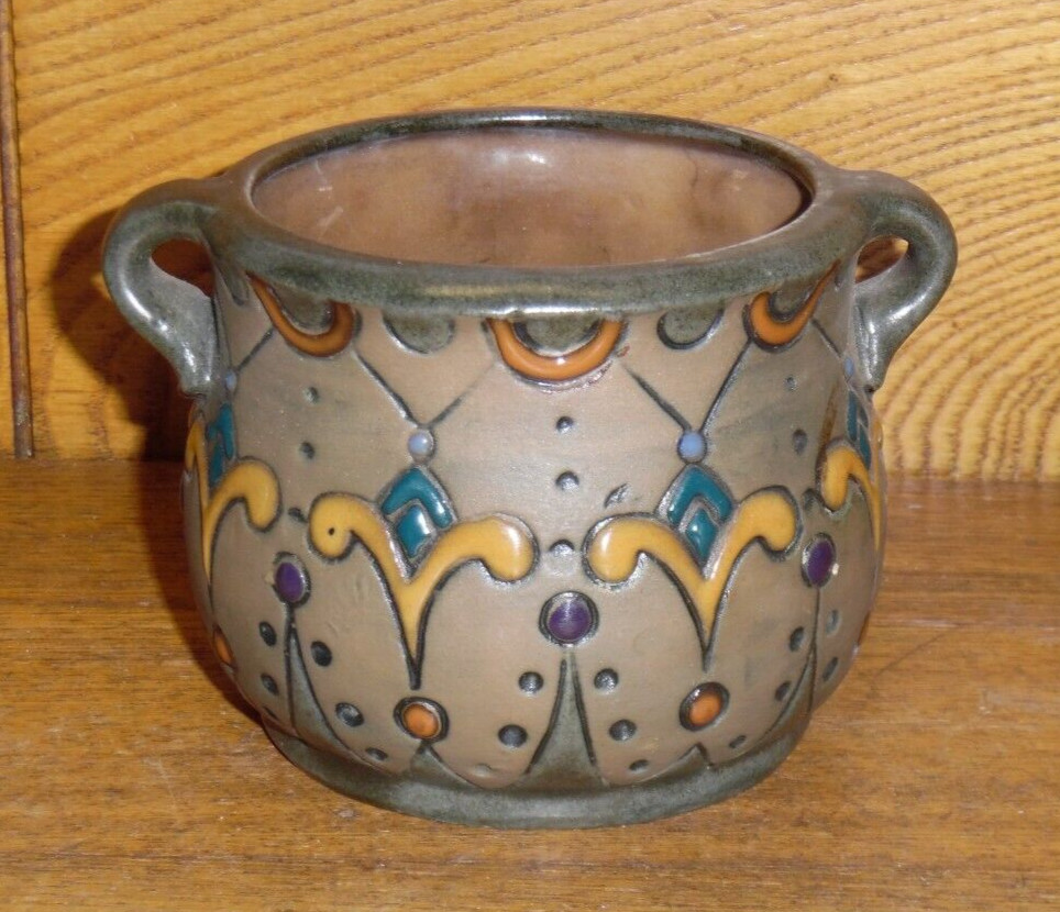 Austria Enameled Art Pottery Small Planter / Pot / Cachepot 11915 – 3 3/8″