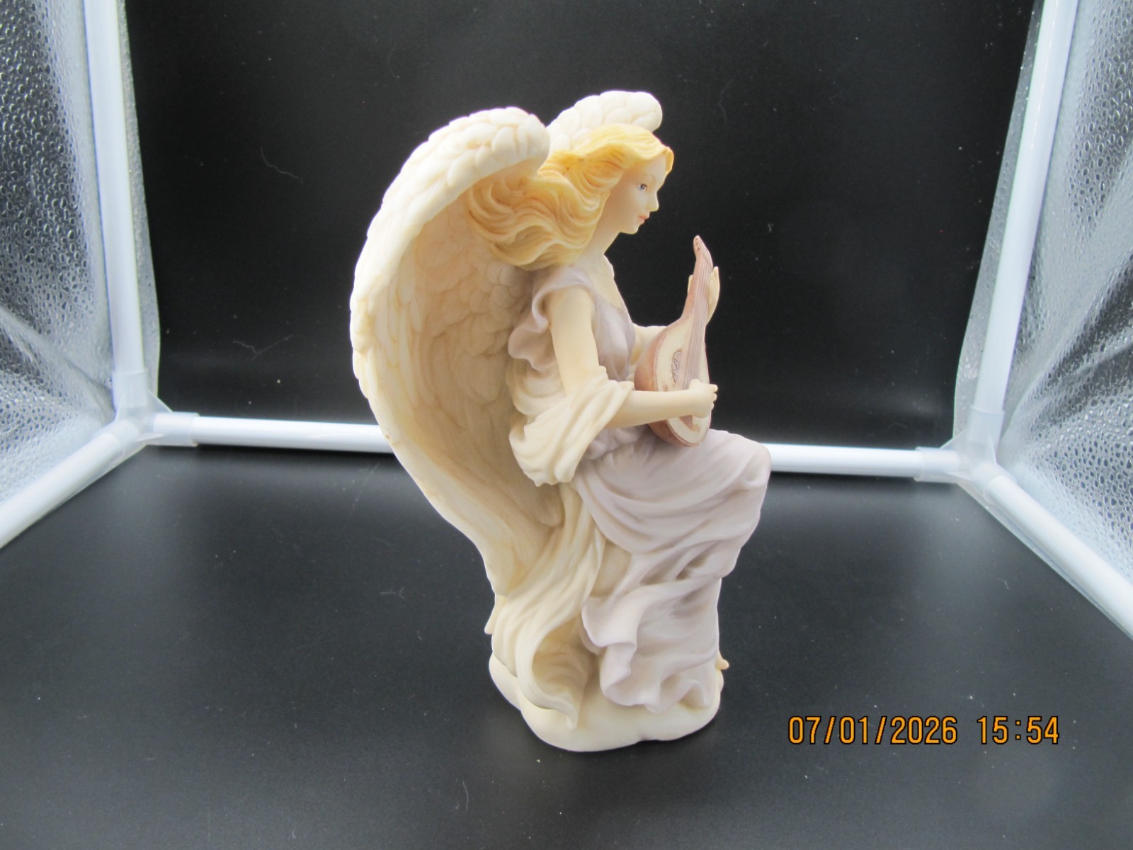 1993 Seraphim Classics Figurine Lydia Winged Poet #67088, Angel with Mandolin
