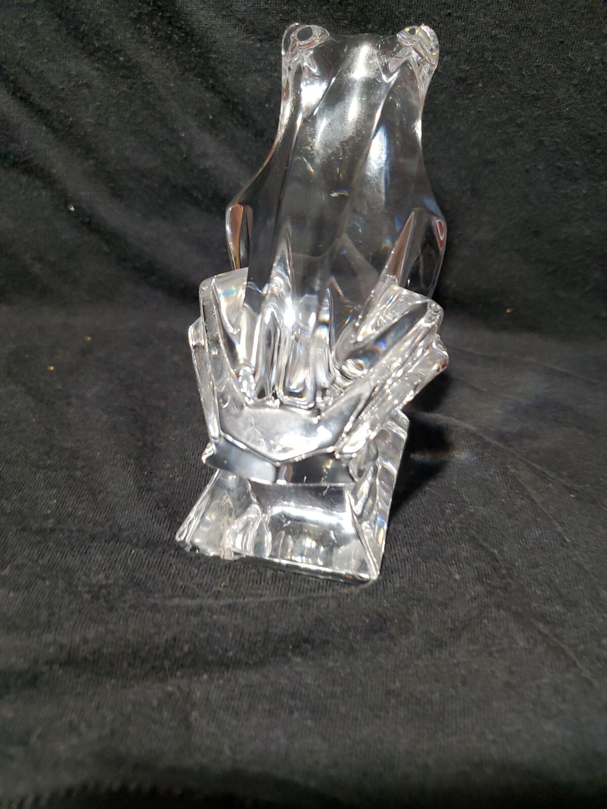 J. G. Durand Crystal Frog Paperweight Figurine Signed 3 1/2”