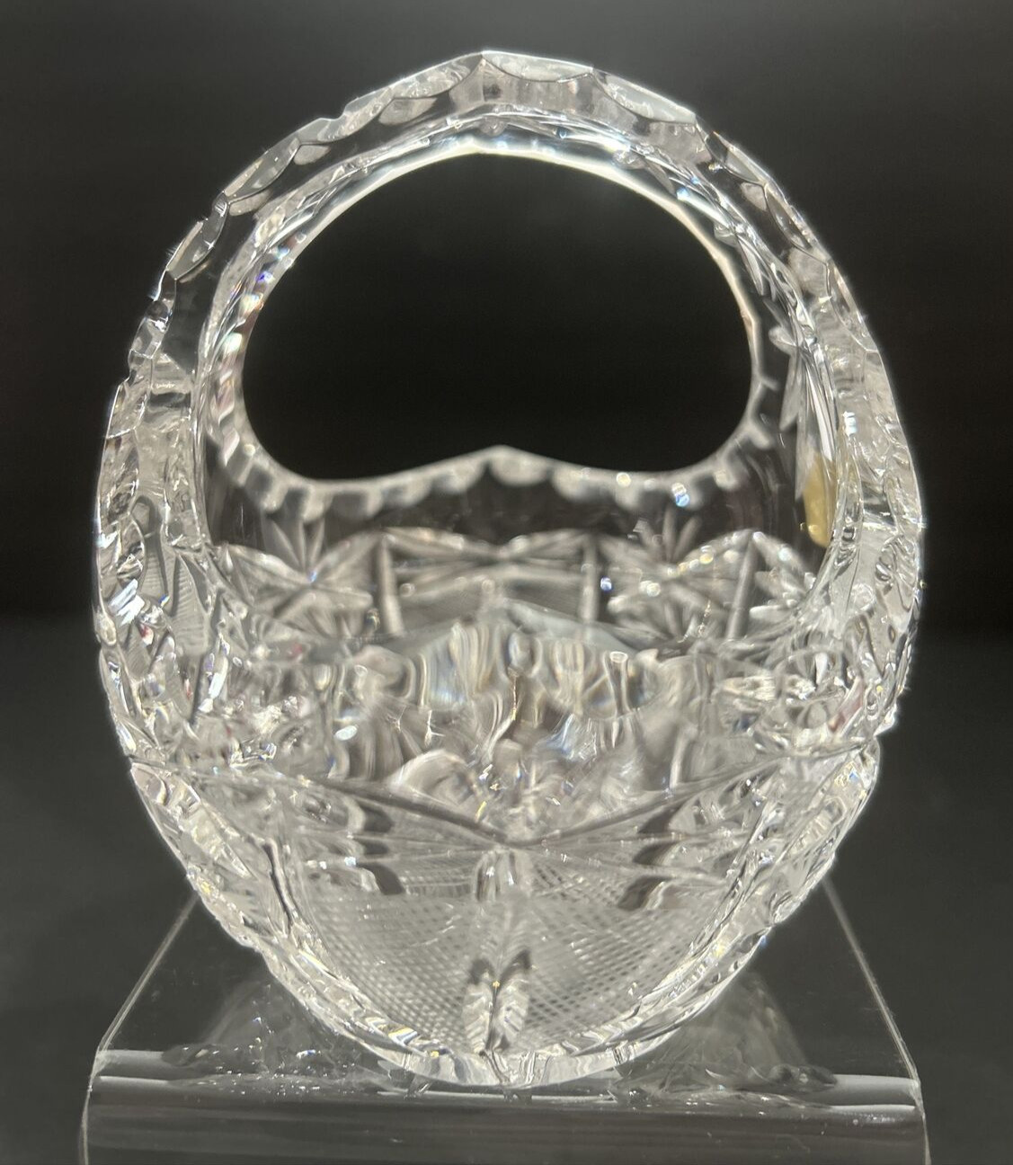 Vintage Violetta 3-3/4” Crystal Basket ~ Made in Poland Hand Cut