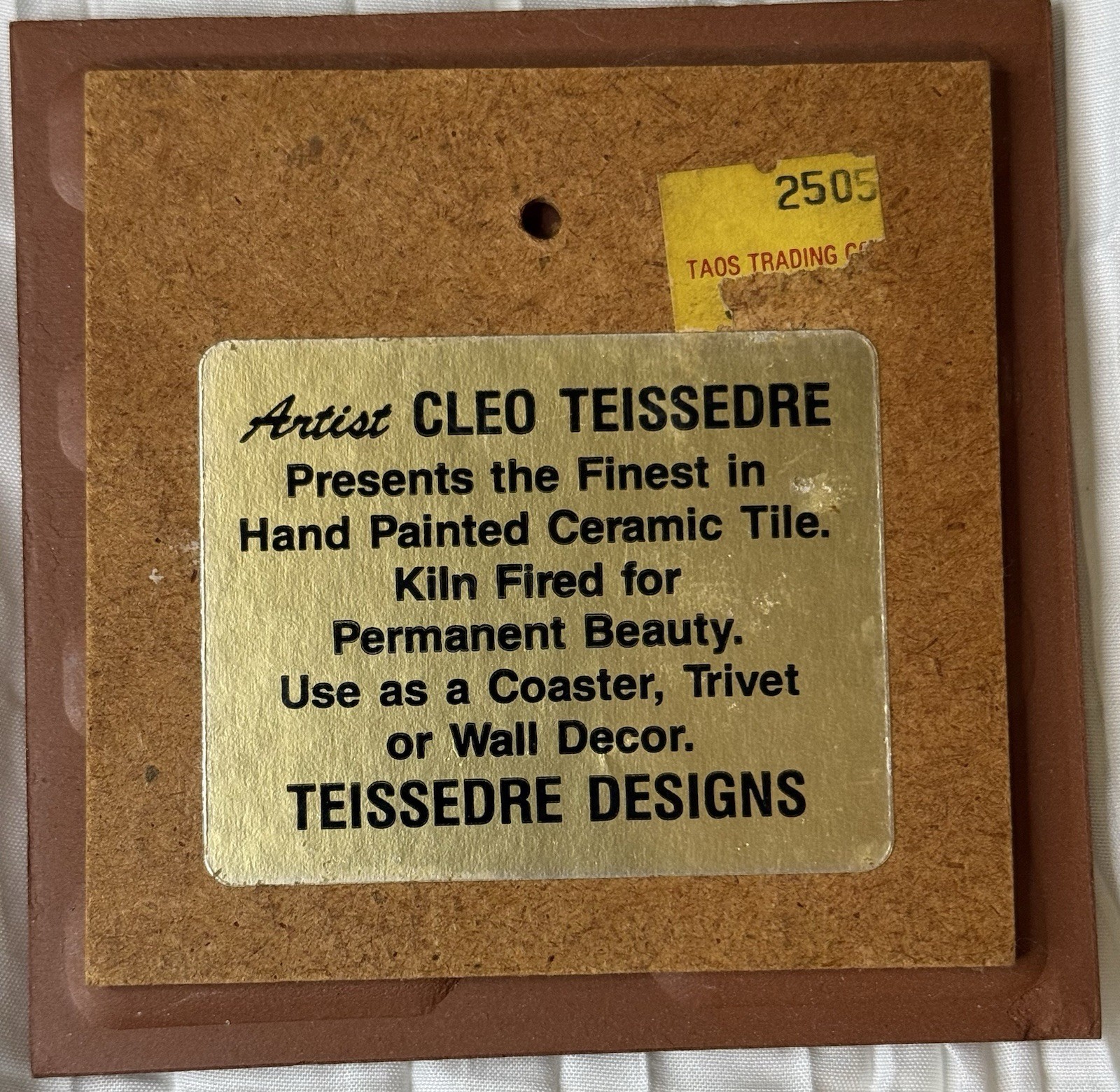 Cleo Teissedre Hand Painted Ceramic Tile Hummingbird Trivet Coaster Southwestern