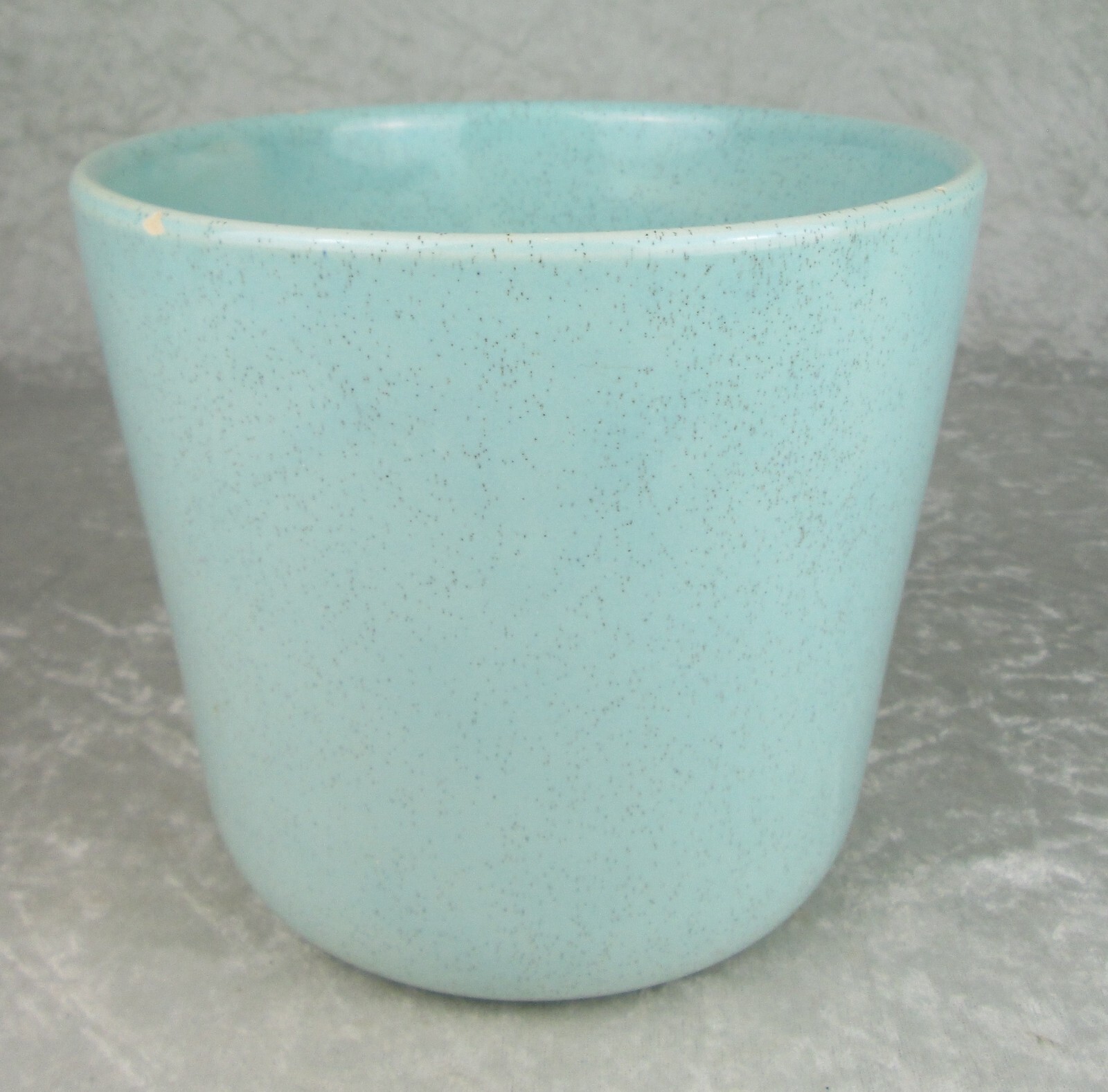 Bauer Pottery Planter Speckled Robin Egg Blue 6-1/4 inch Tall 7 inch Diameter