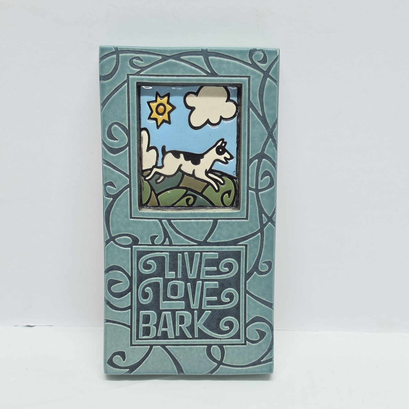 Macone Clay Pottery Studio Puppy Dog Ceramic Tile Live Love Bark Vintage 2010