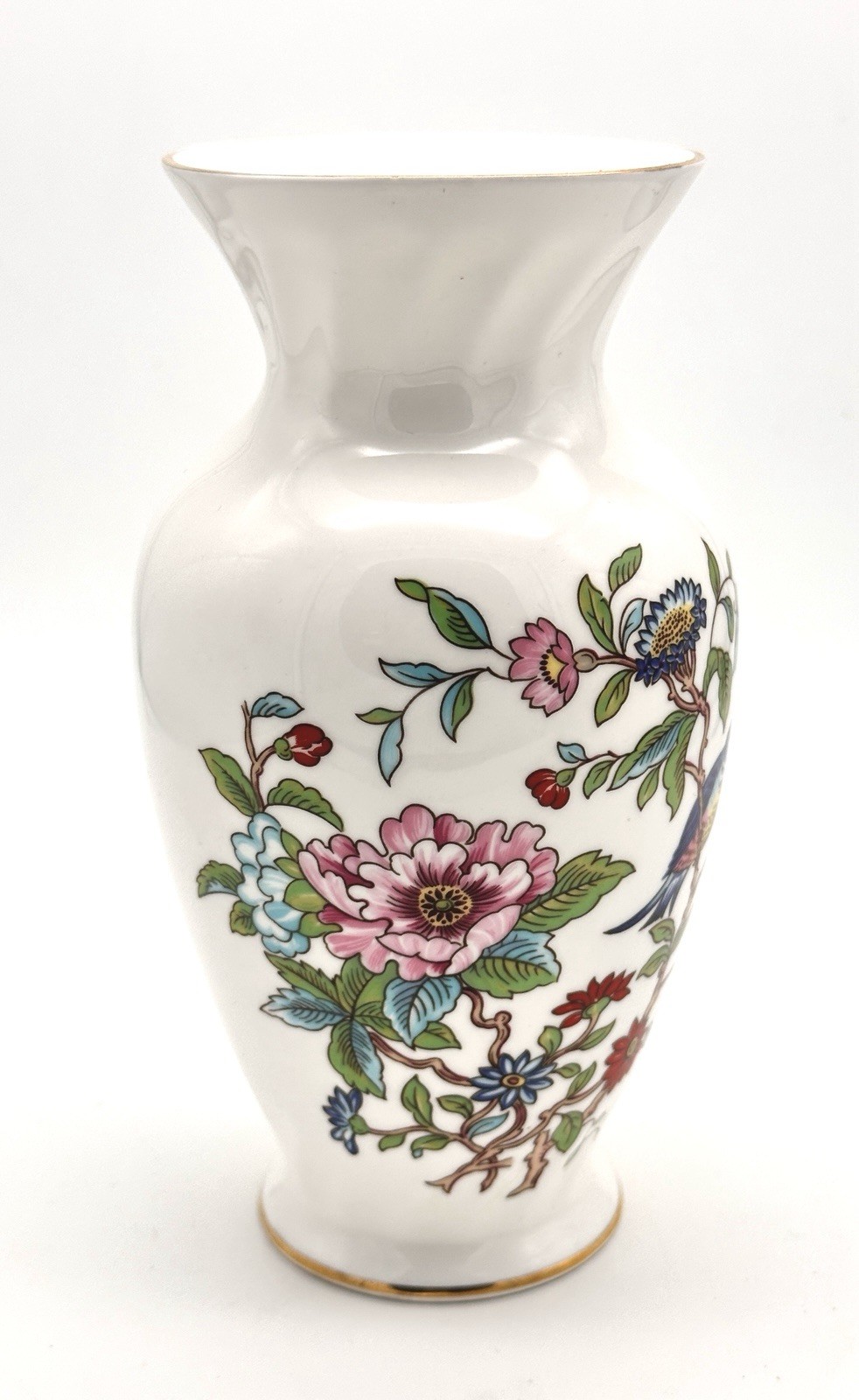 Aynsley Pembroke Fine Bone China Vase Chinoiserie Bird Flower England 9″