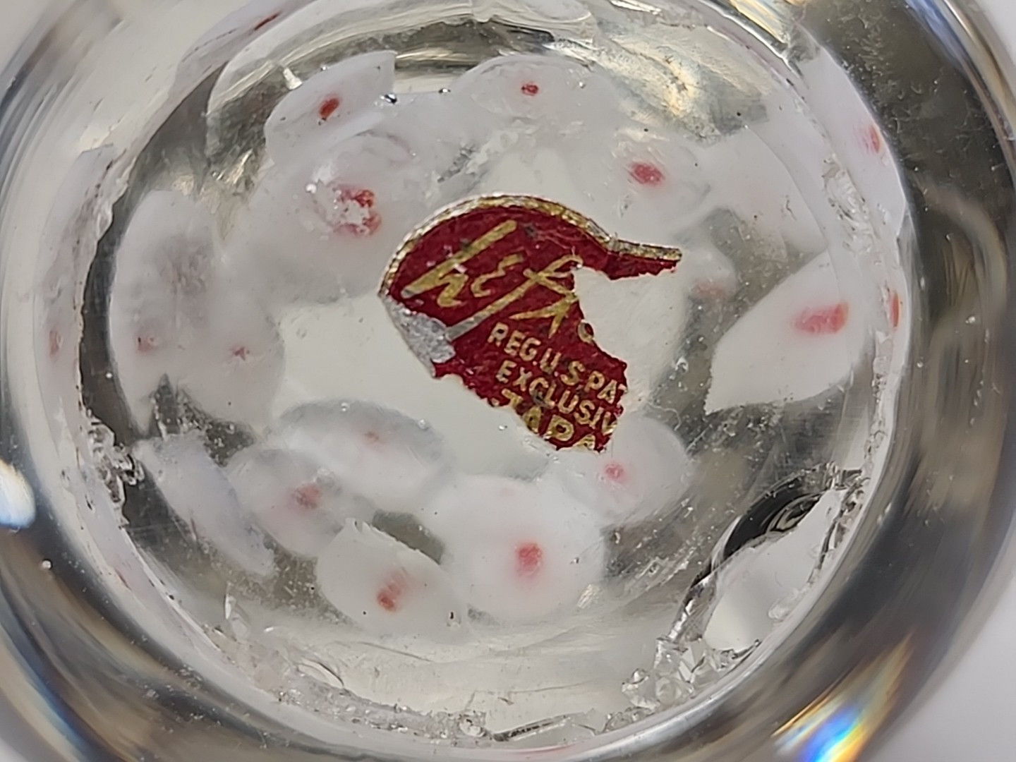 Baby Chicken Bird Paperweight Clear 3″ LEFTON Art Glass White & Pink Millifiori