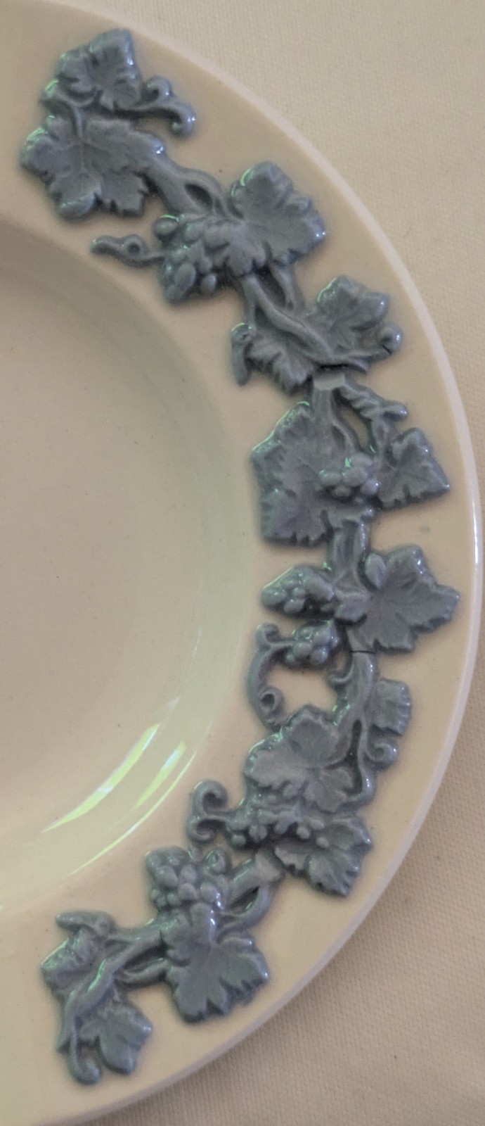 Vintage Wedgwood Embossed Queensware Blue & Cream Ashtray/Trinket Dish, Set of 4