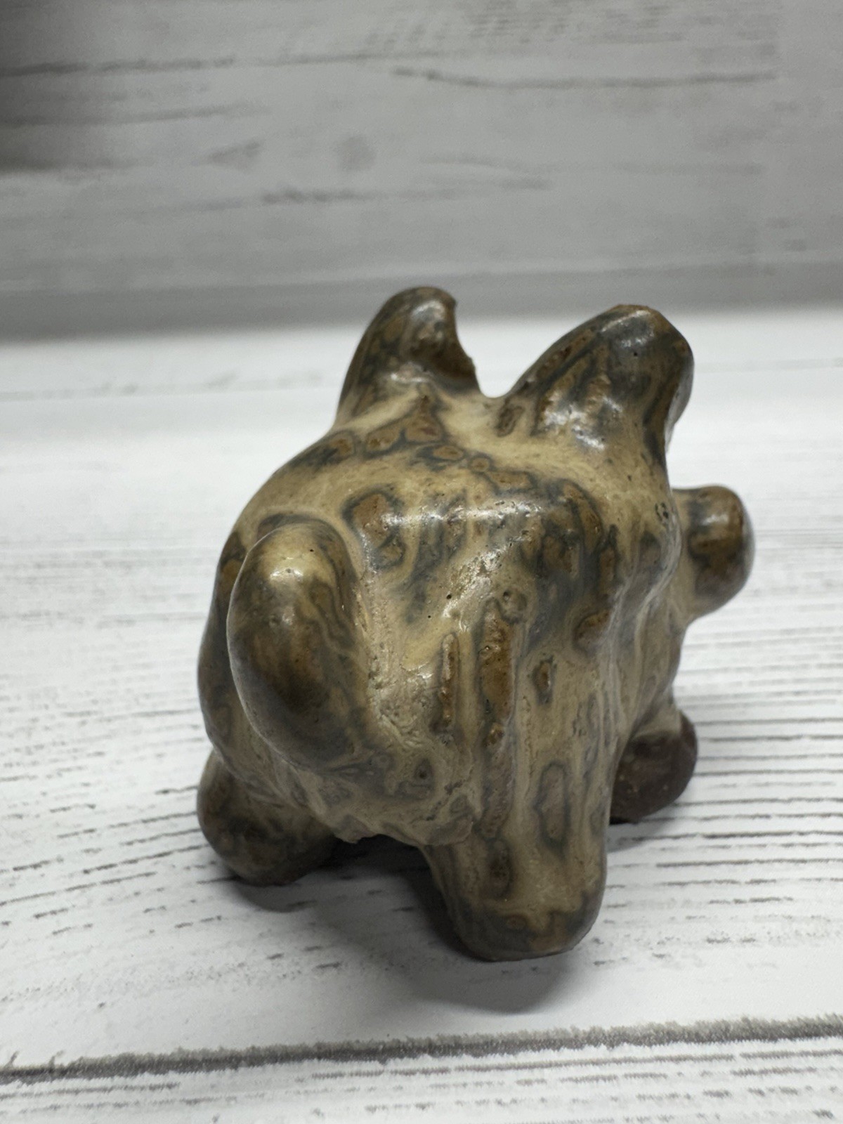 Vintage MCM Ceramic Animal Figurine Mottled Brown Green Studio Pottery