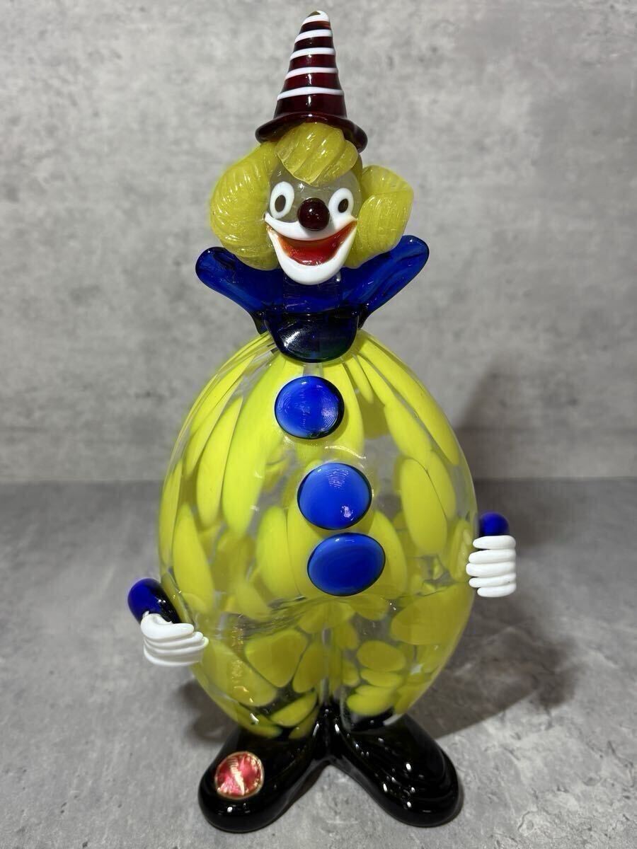1970s Nice Vintage Venetian Murano Glass Clown Figurine H22.5cm made in Italy