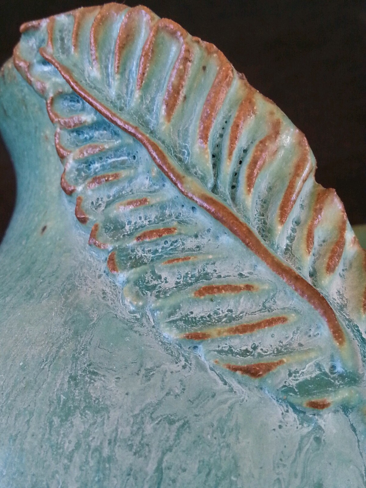 Vintage Haas art pottery turquoise stoneware vase 6.75 inches