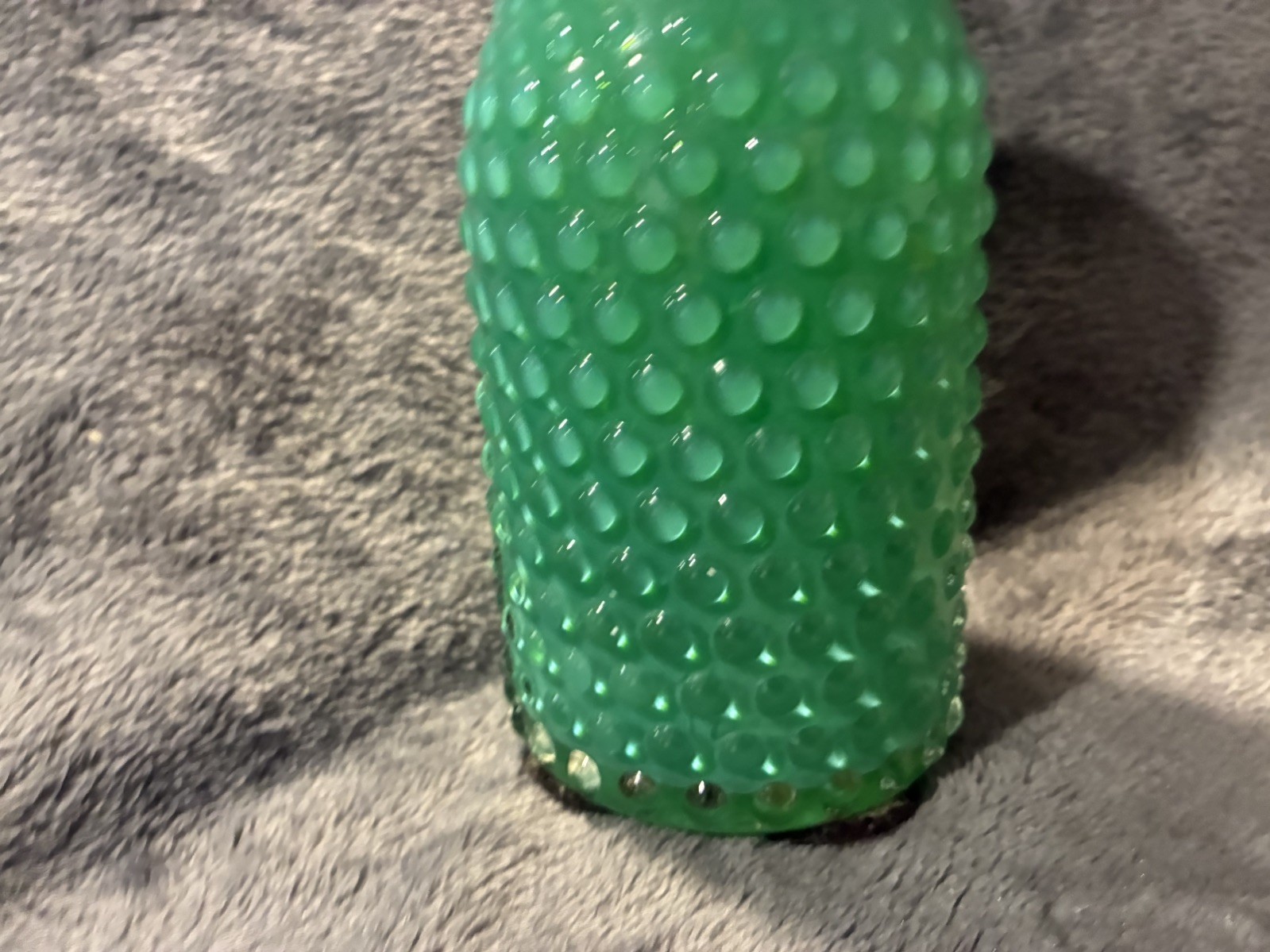 Vintage Mid Century Fenton? Hobnail Bubble Green Opalescent Unique Bottle Vase