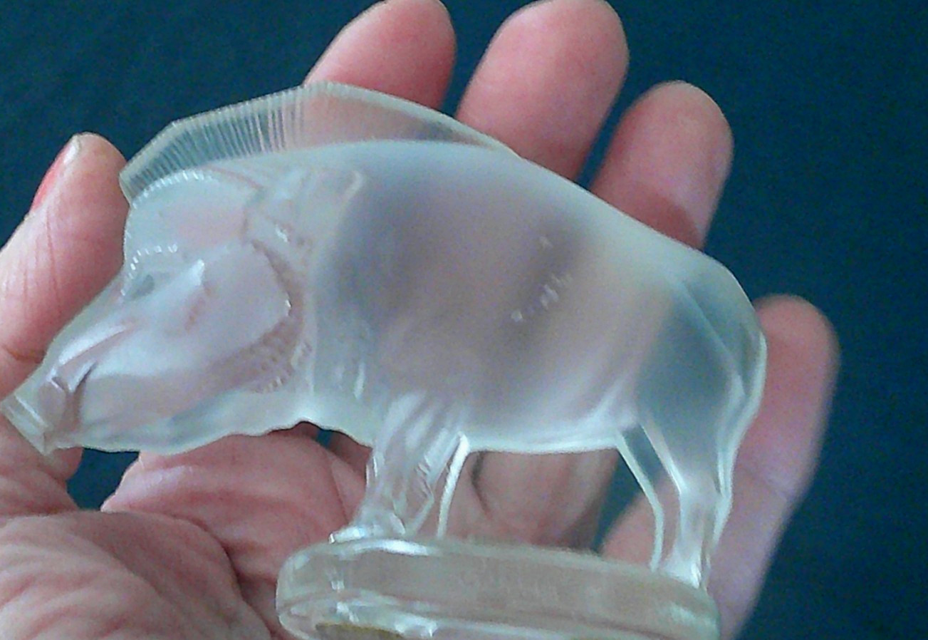 LALIQUE crystal Wild Boar, Wild Pig Razorback Figurine Paperweight 3.5 Vintage