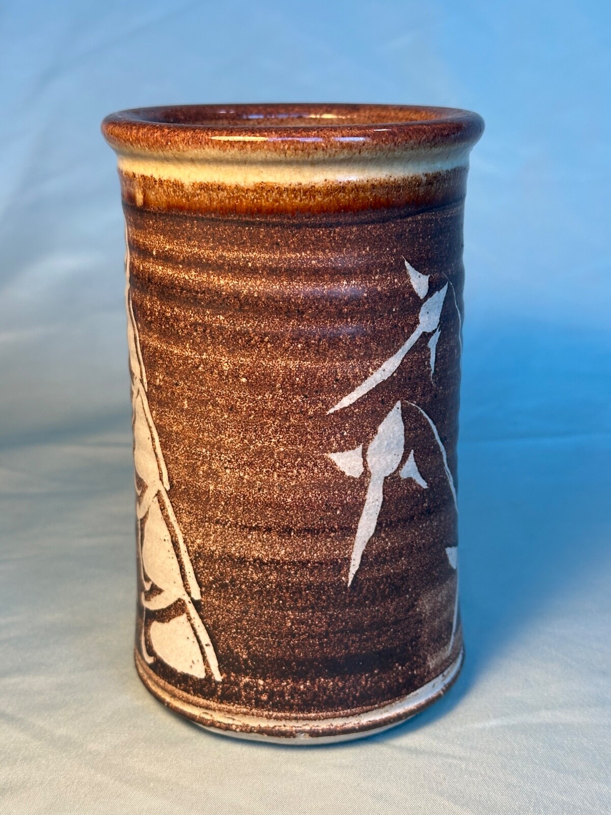 VINTAGE HAND THROWN CERAMIC VESSEL/VASE SIGNED 6 1/2 INCHES STONEWARE