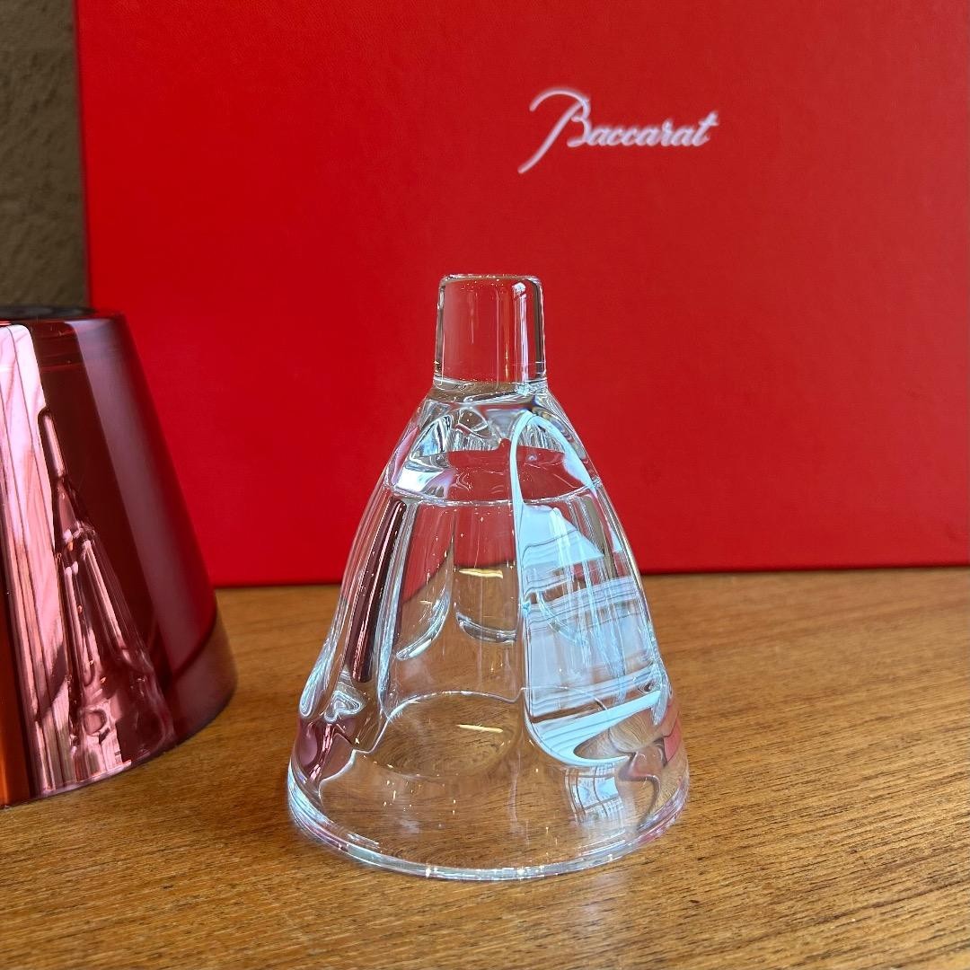 Baccarat Our Fire Candle Stand Crystal Red 33cm with Box Good Condition