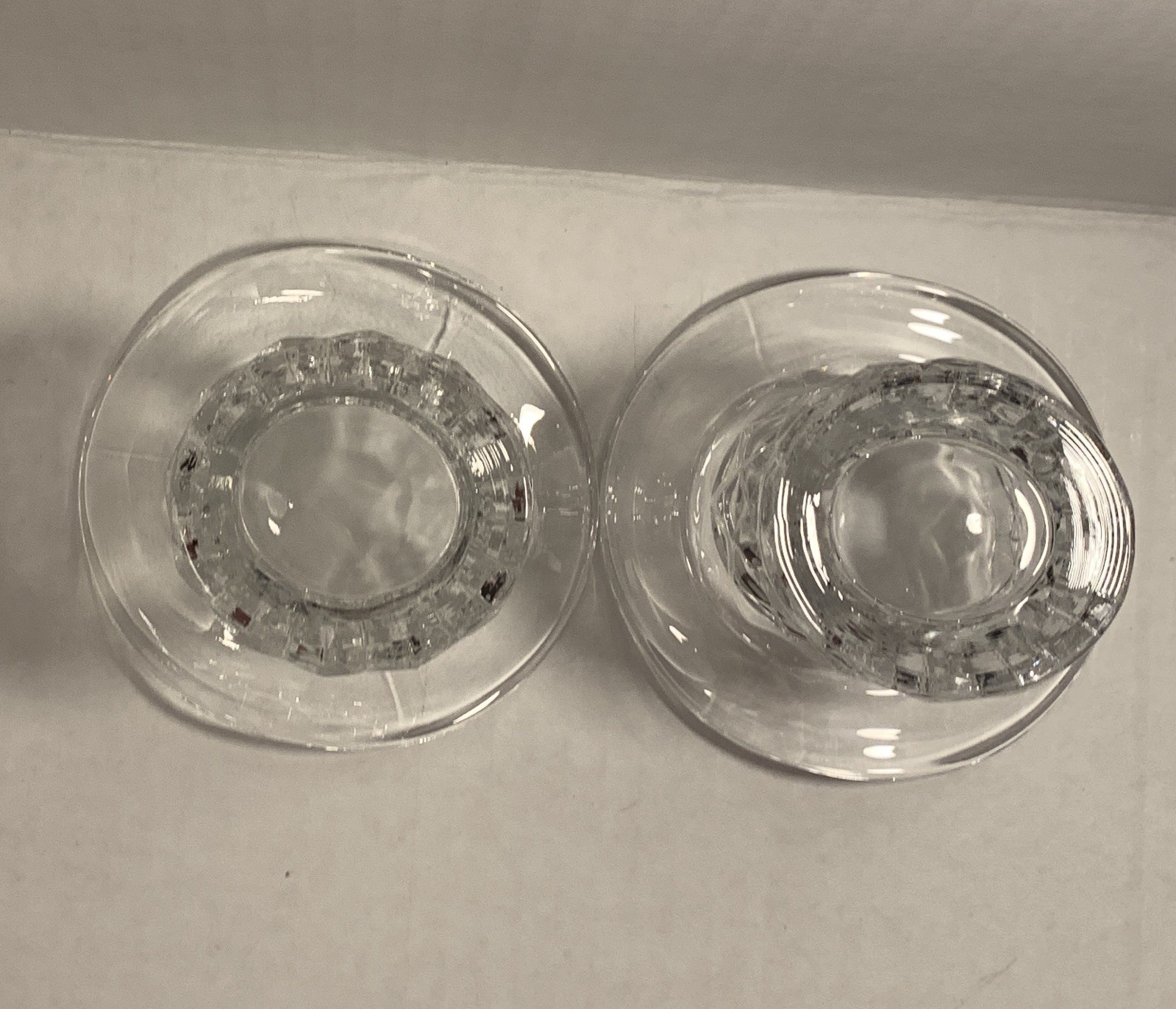 Vintage Fostoria American Cube Pattern Cubist Top Hat Vase Clear Set Of 2