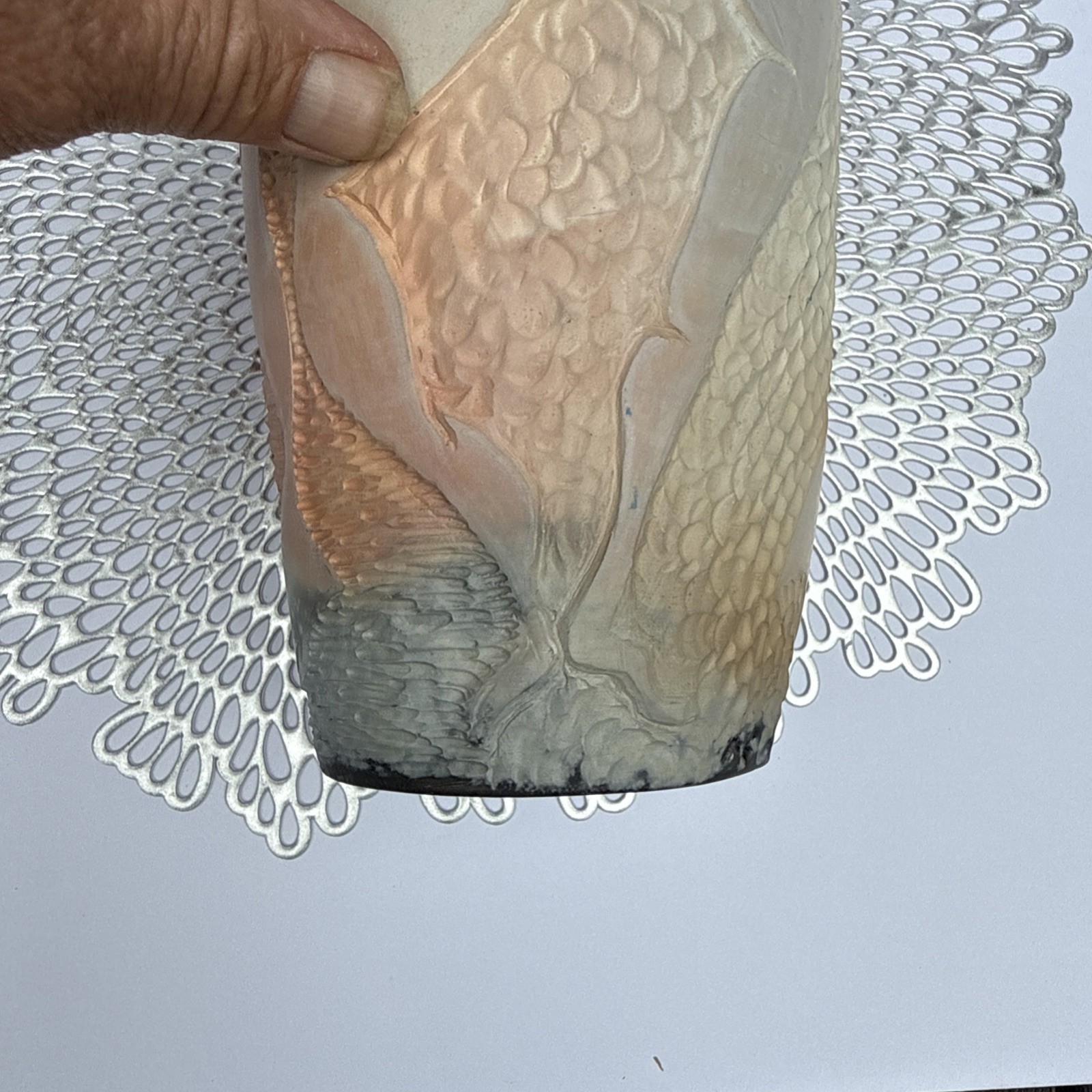 Brenda McMahon Pottery Signed Vase Then and Now EUC Signed Large Piece 12 in