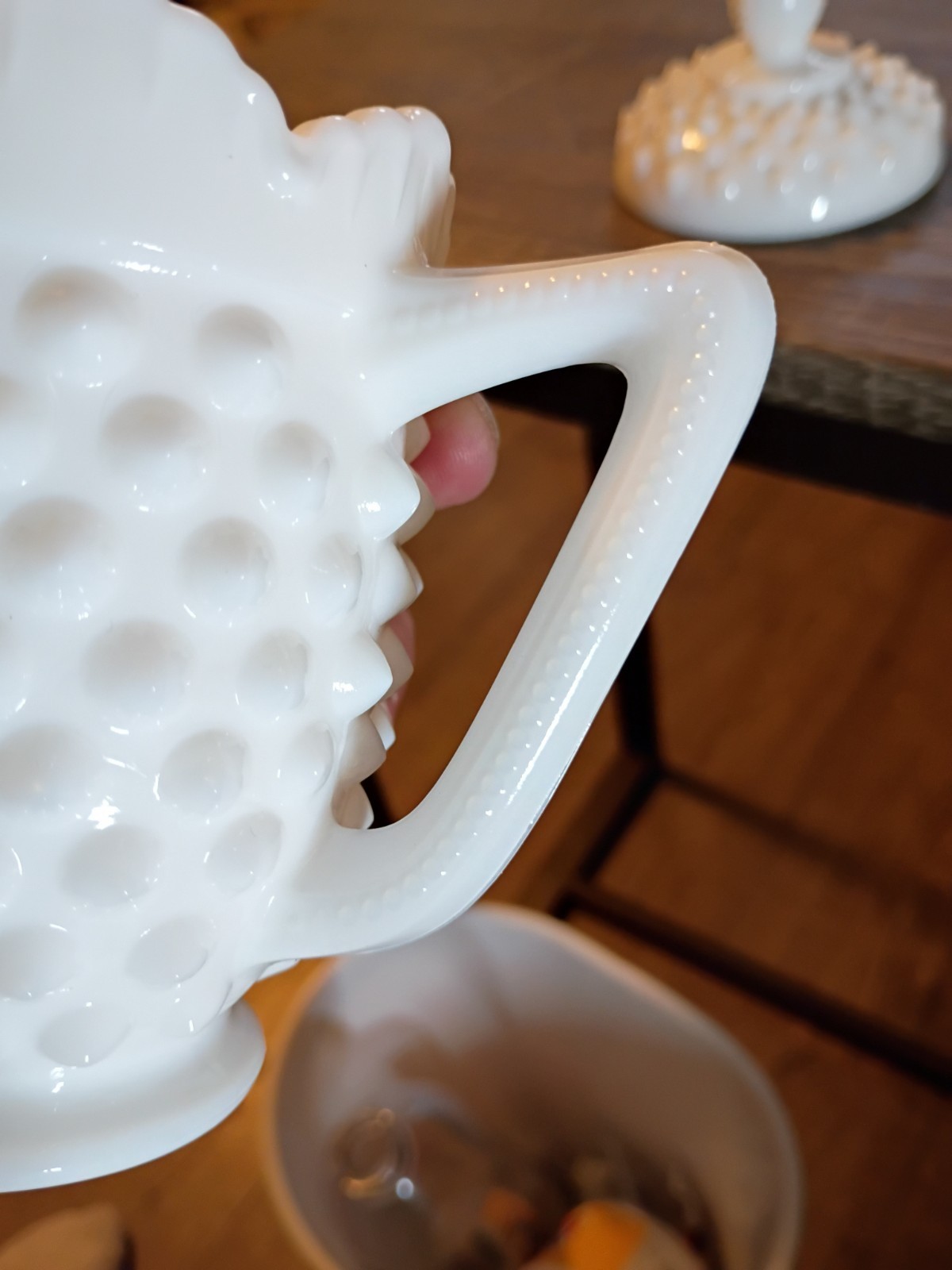 Antique FENTON Hobnail Milkglass Lot 2 With 1 Lid