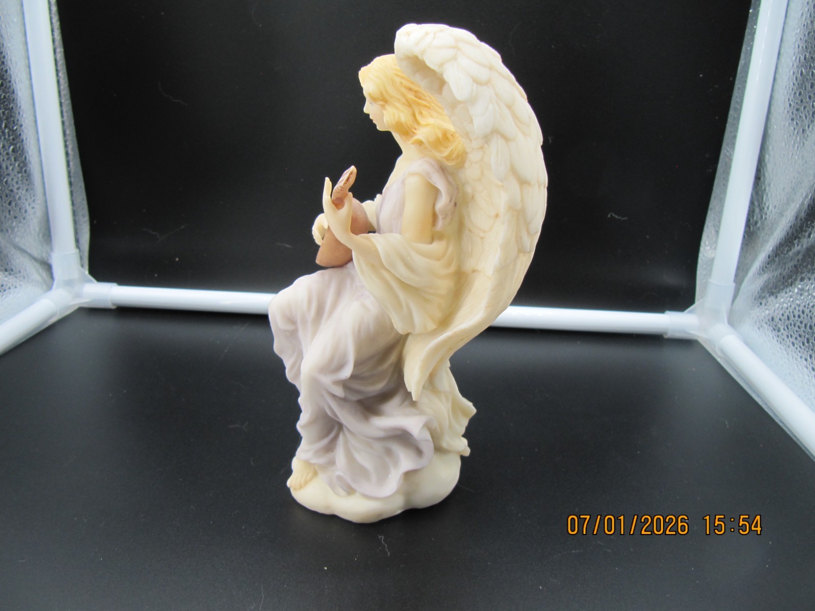1993 Seraphim Classics Figurine Lydia Winged Poet #67088, Angel with Mandolin