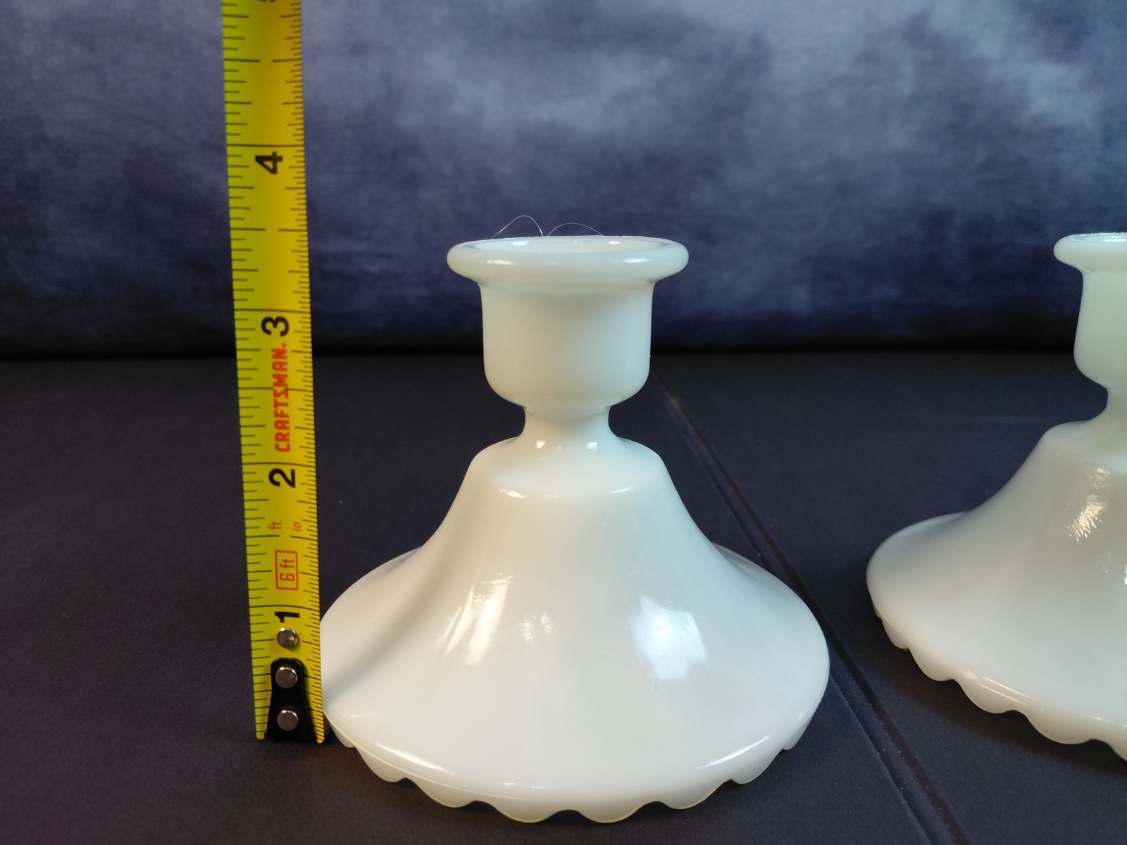 Milk glass candle stick holders (2), excellent condition