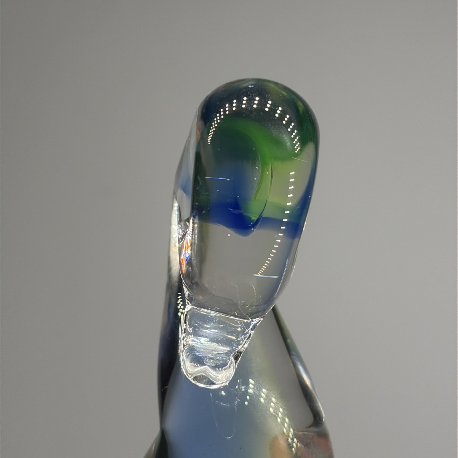 Murano Crystal Duck Cobalt Vaseline Sommerso Glass 6″ Hand Blown Uranium UV Glow