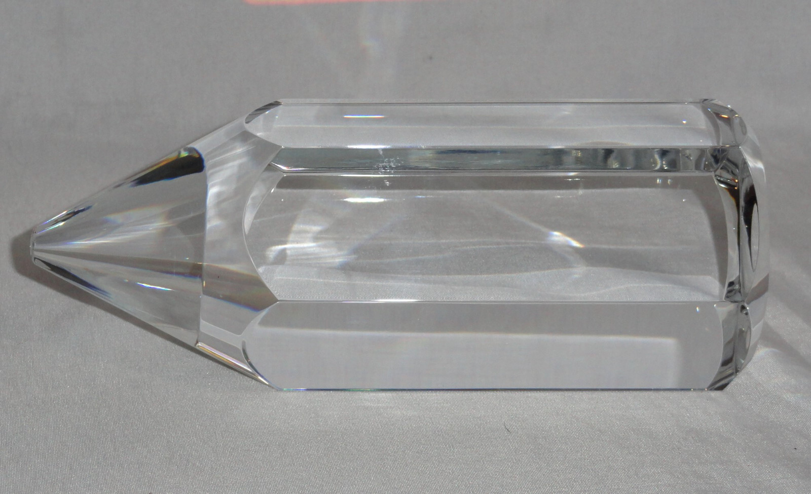 Vintage 6.5” Hoya Crystal Pencil Paperweight Sculpture By Toshio Sugasawa 1990s