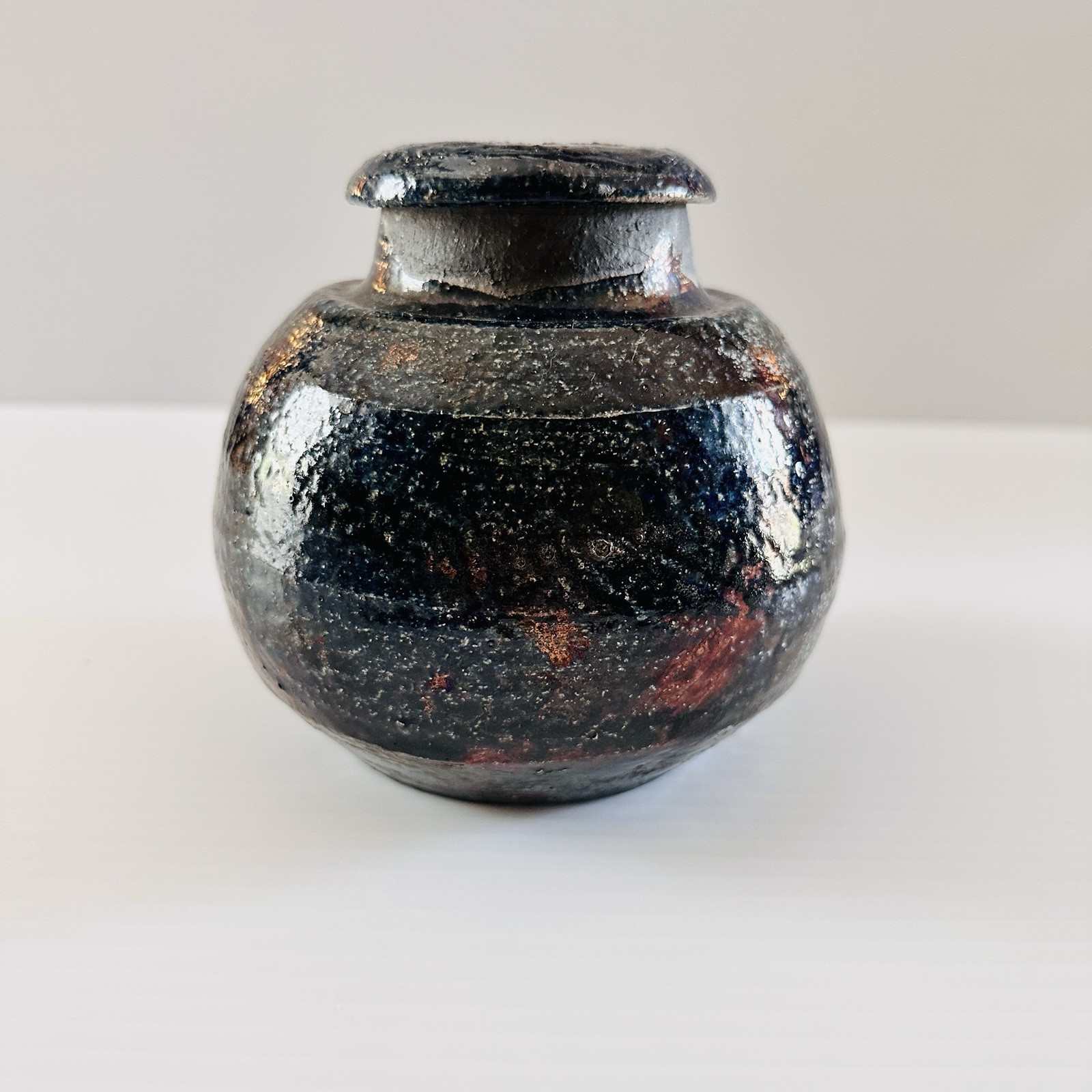 Vintage Raku Studio Art Pottery Lidded Jar One Of A Kind Signed Hallmark