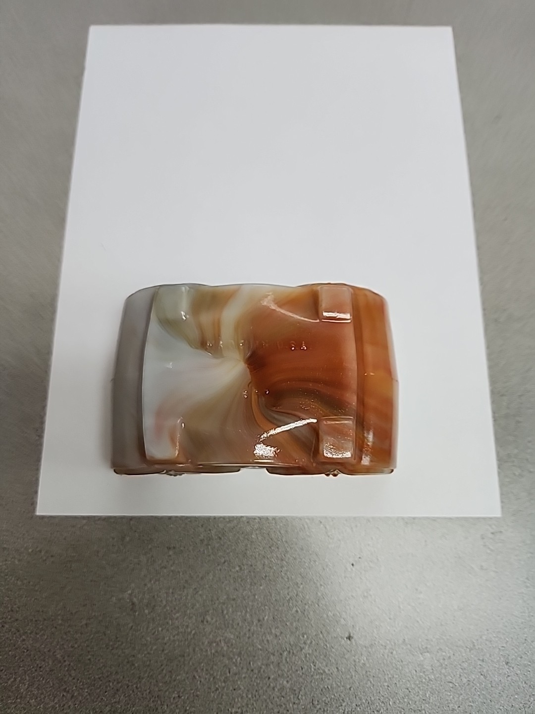 Vintage Akro Agate Planter Orange And White Slag Glass Trinket Dish USA Daffodil