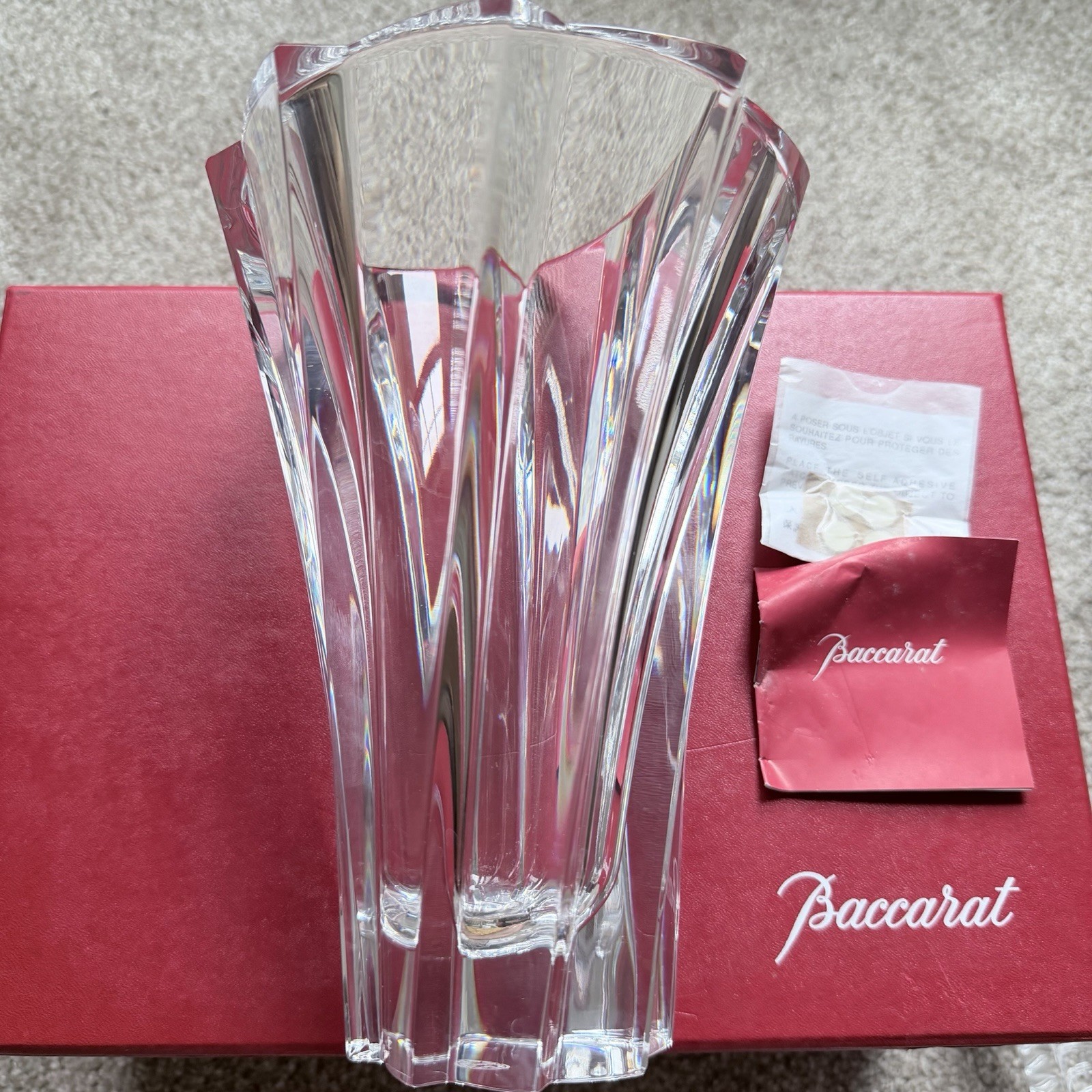 Large BACCARAT France Glass Polignac Crystal Twist FLOWER VASE 8,5inches