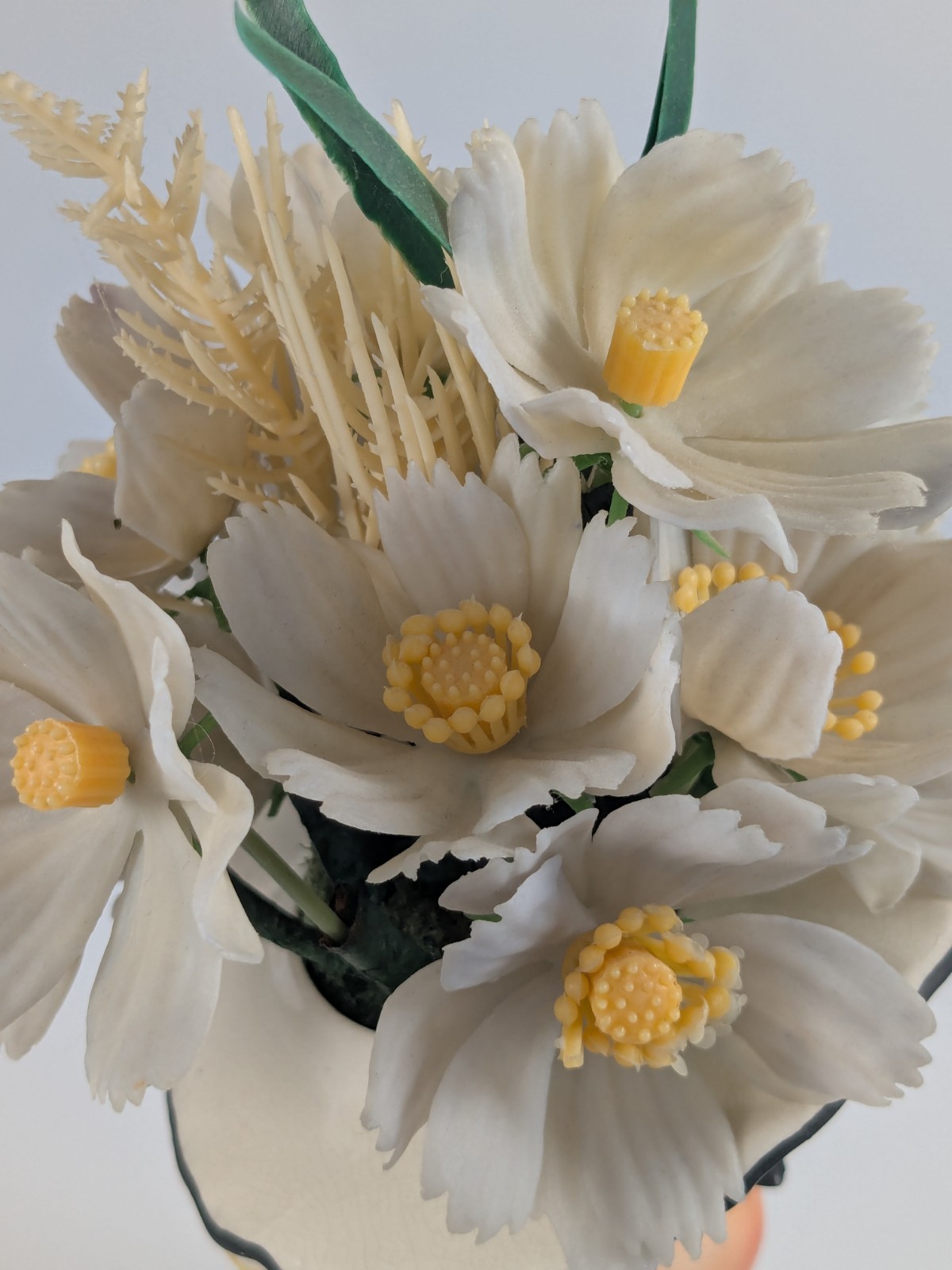 Vintage Lady Head Vase Hand Glove Lashes Original Plastic Flowers & Jewelry