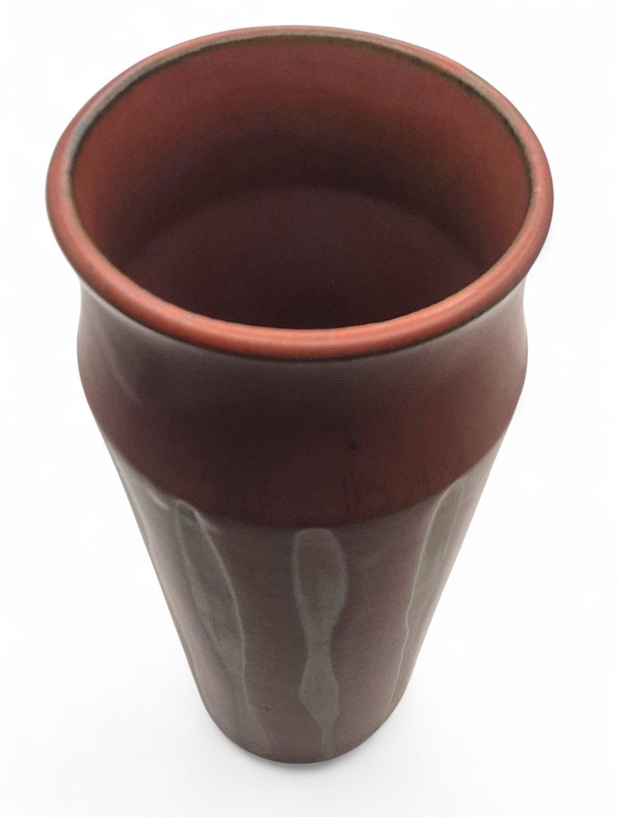 VTG 1970 Takahashi San Francisco Vase Japan MCM Pottery Rust Drip Stripe 9.5″