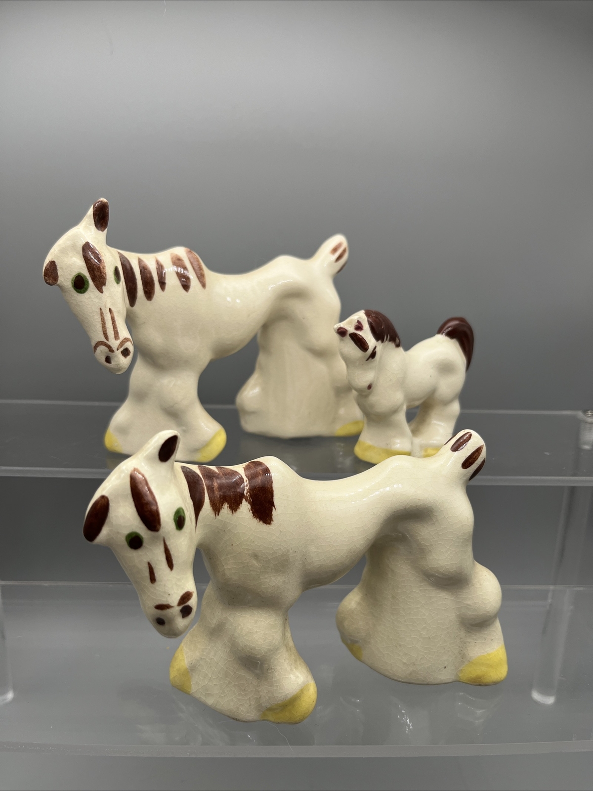Rio Hondo Skinny Horse Family Figurine Ceramic California Pottery Baby Vintage