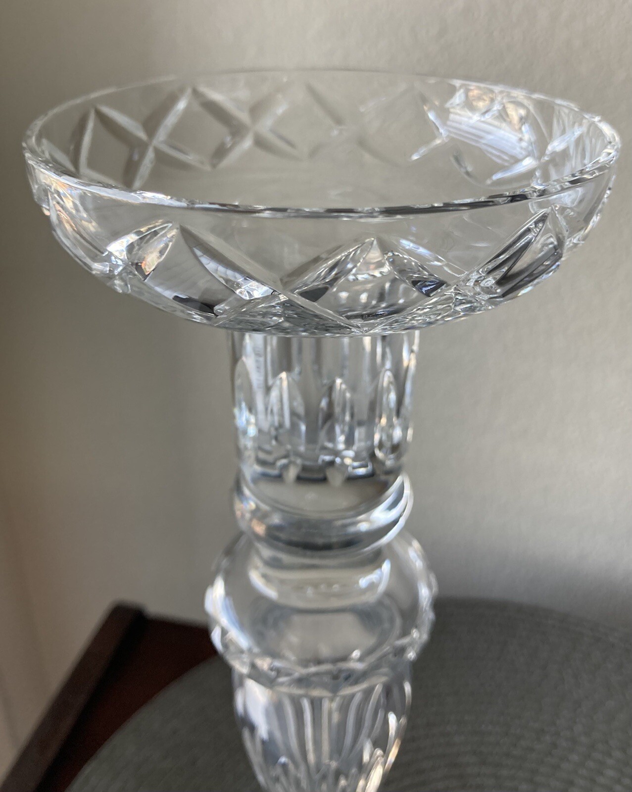 Design Guild Cut Crystal 12″ Candlestick Holders Etched Hungary Set Of 2