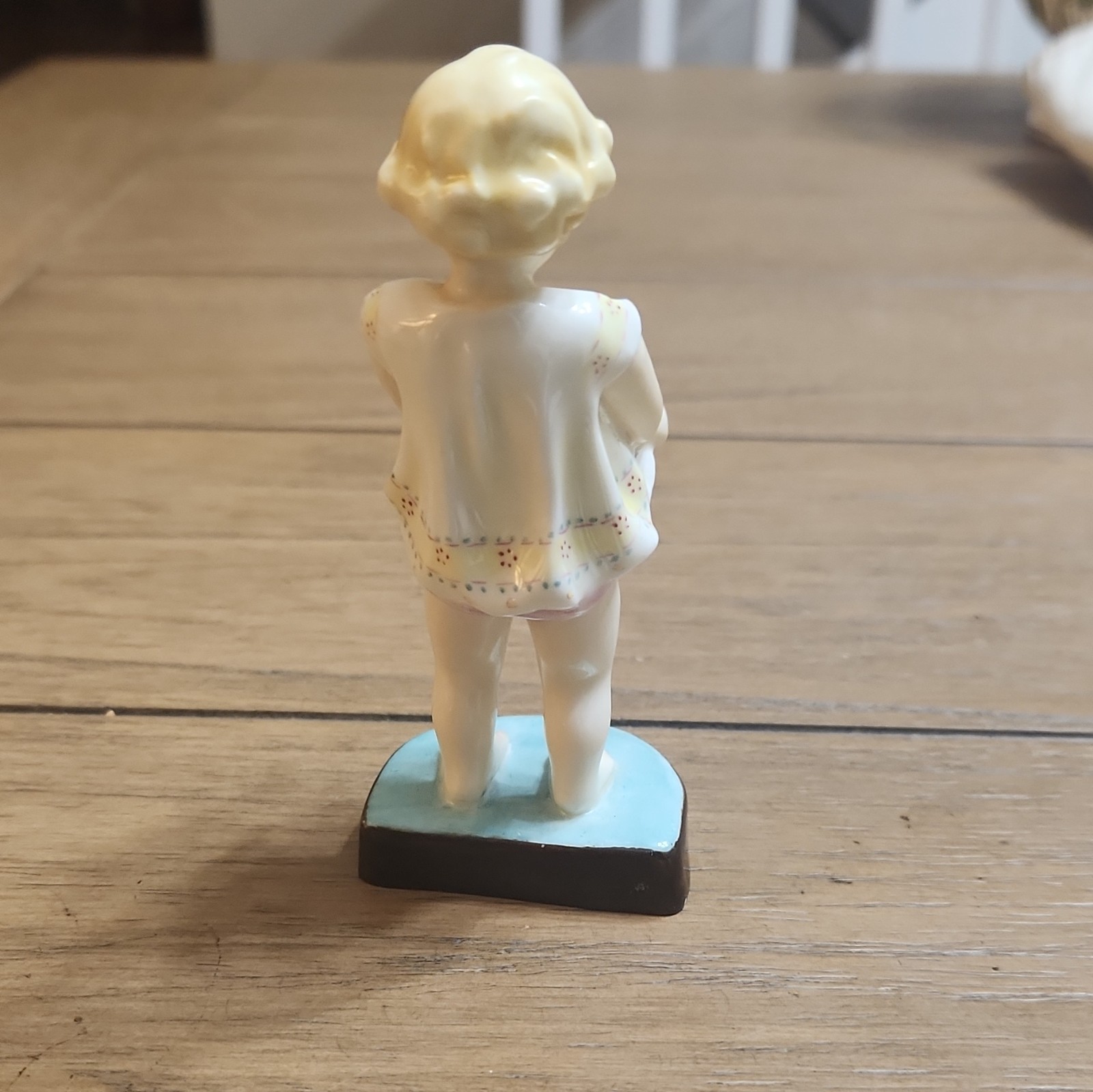 Royal Worcester Joan Bone China Girl Figurine White Blue Brown Yellow England