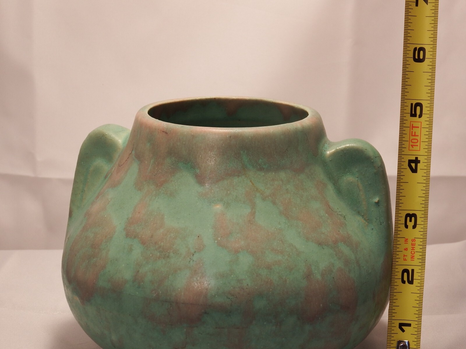 Vintage Brush McCoy Pottery Art Vase Vellum Mottled Green Vintage 1930s