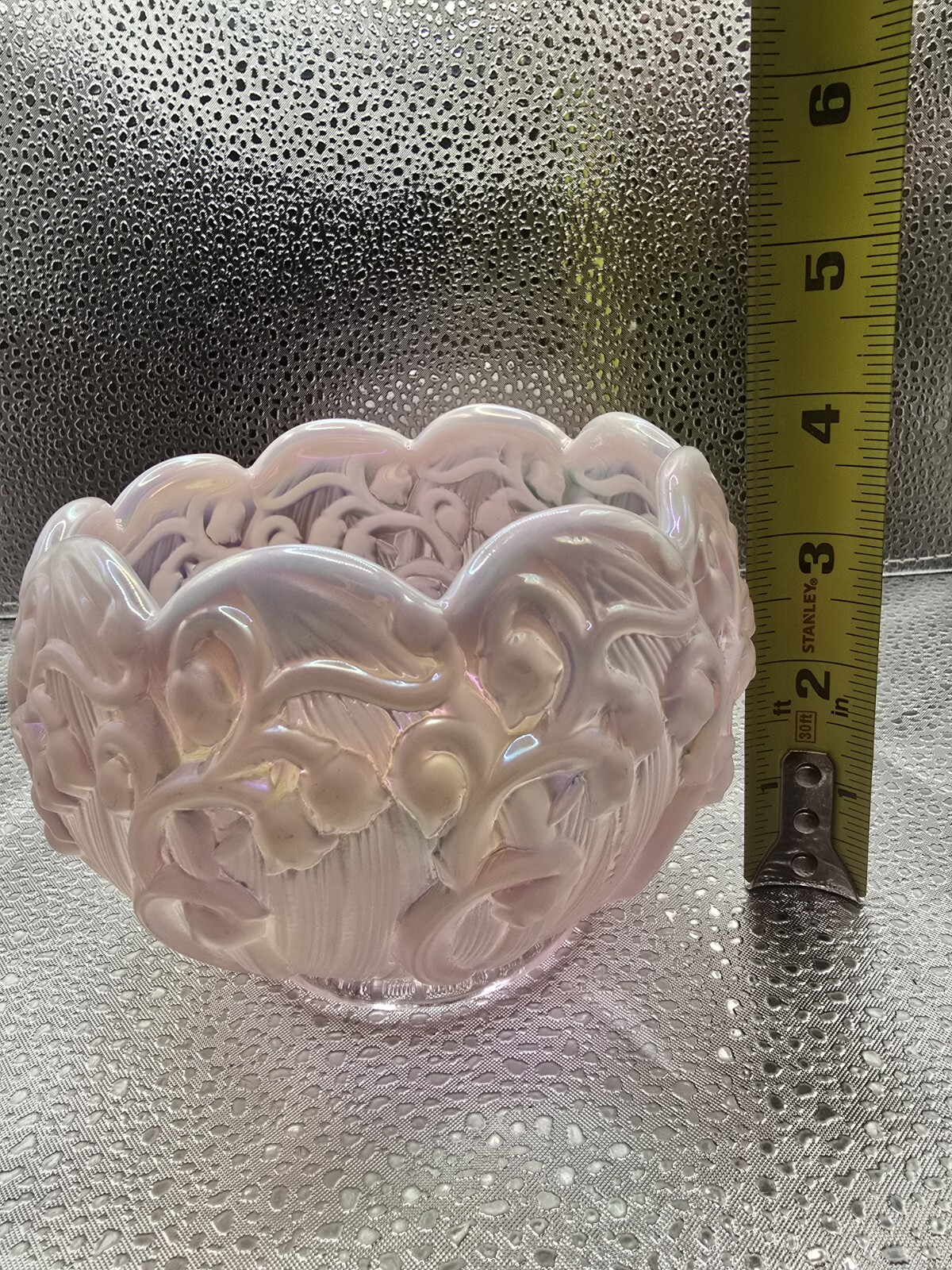 Fenton Pink Opalescent Carnival Glass Lily of the Valley Rose Bowl Vase