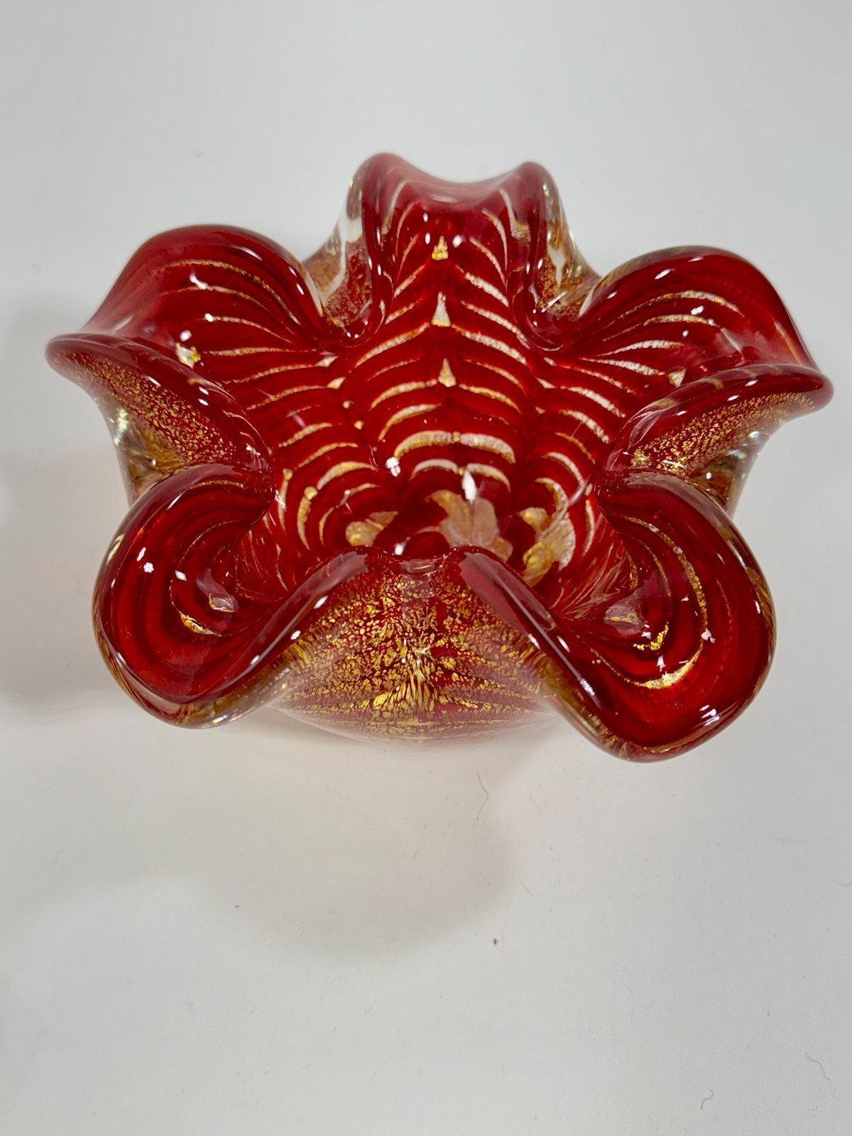 BAROVIER Murano Zebrati Gold Aventurine Ashtray Bowl 3.3lb