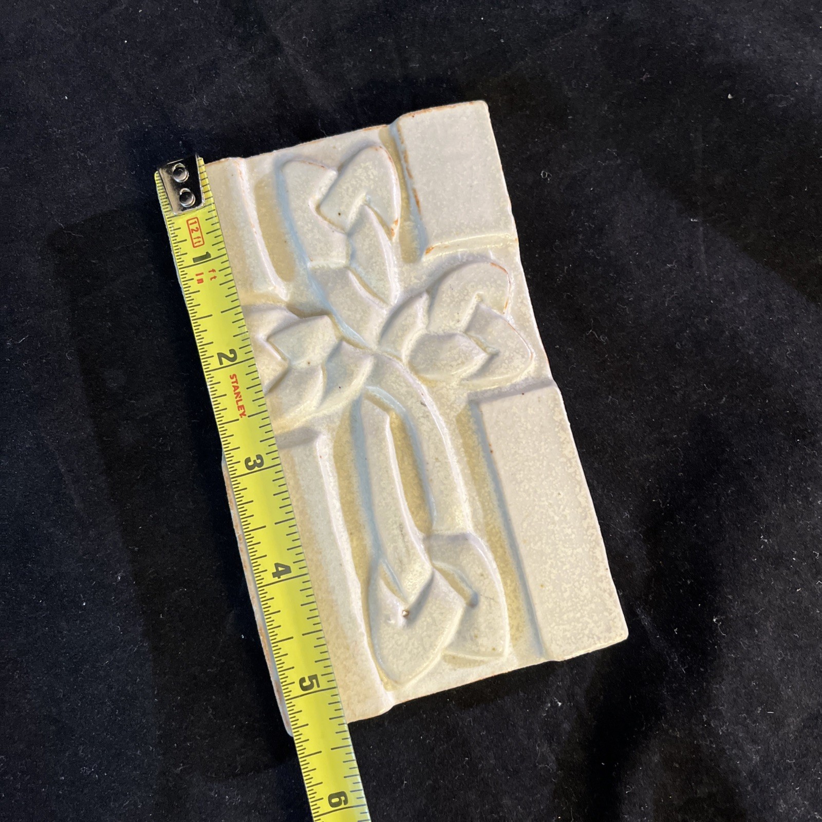 Hand Made Celtic Cross Ceramic Art Tile Clay Pottery Wall Decor 5.25in X 3.25in
