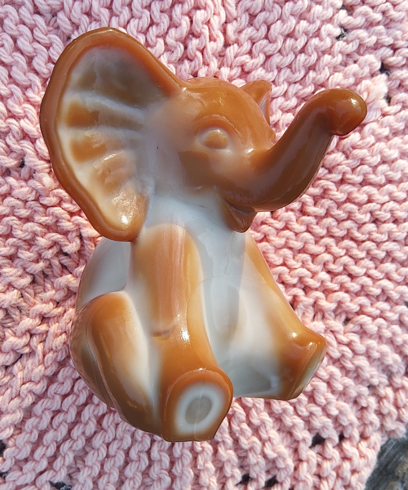 Fenton Art Glass Chocolate Elephant Figurine, Glossy 4 Inch