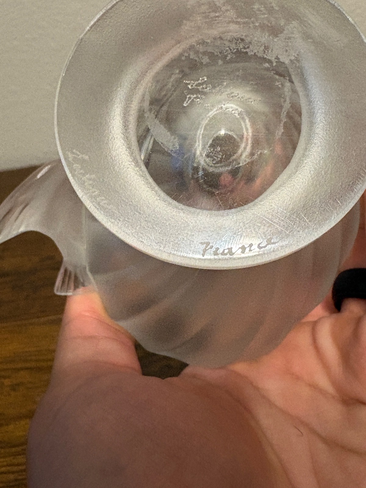 Lalique Crystal 5″H Rosine Frosted Flying Doves Vase SIGNED