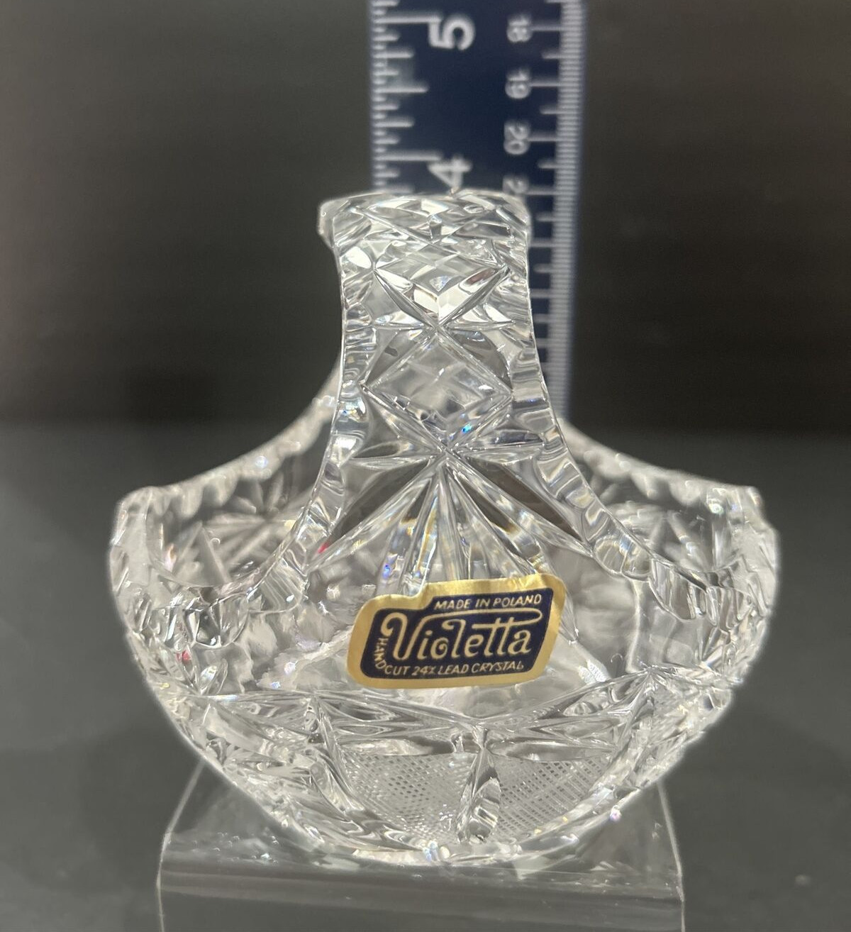 Vintage Violetta 3-3/4” Crystal Basket ~ Made in Poland Hand Cut