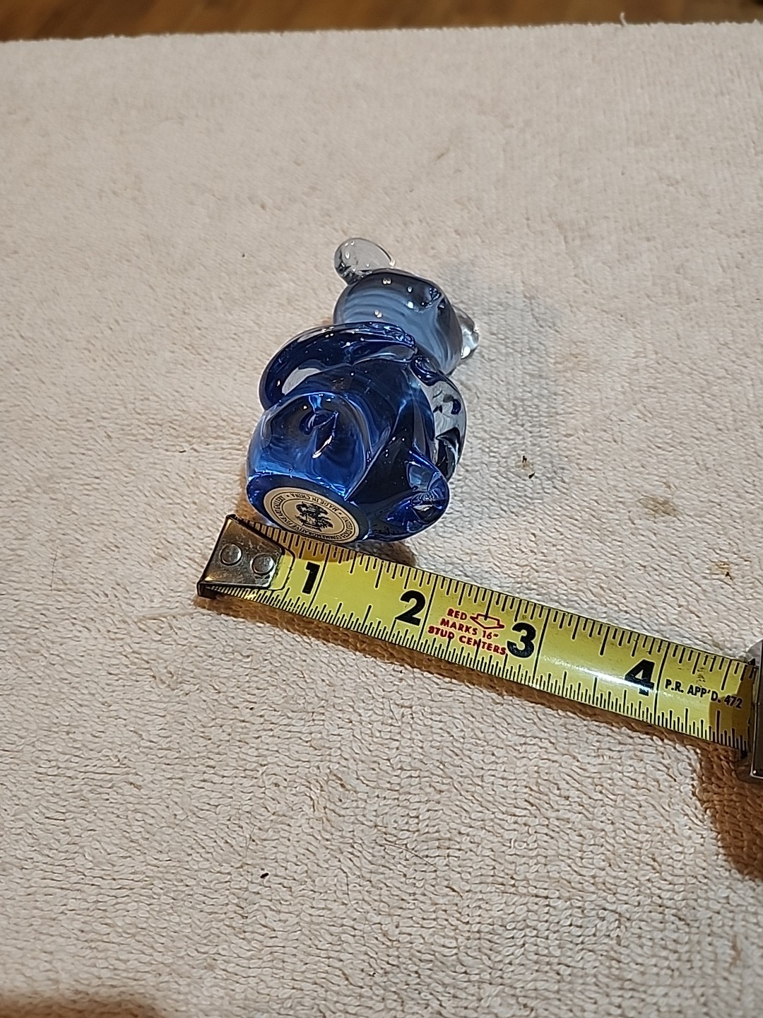 United States Commemorative Fine Art Gallery COBALT BLUE Glass BEAR 3”