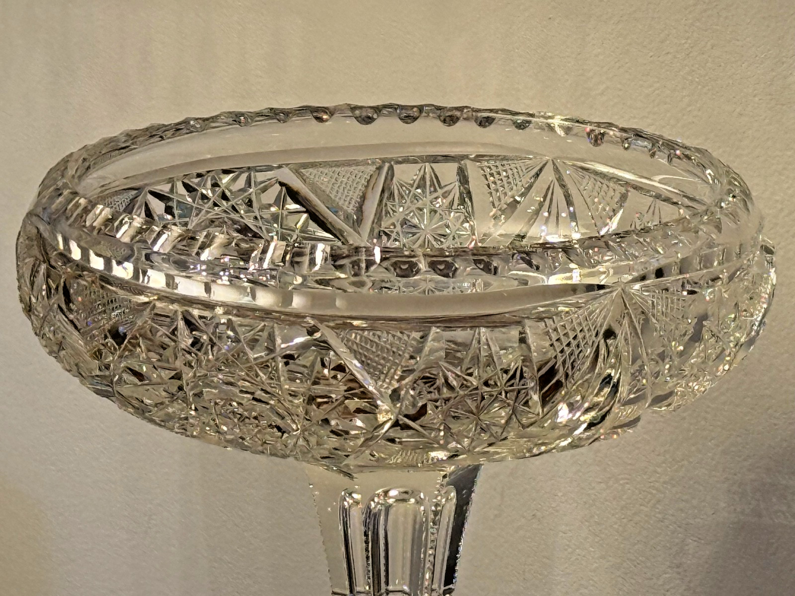 Fry Lyton ABP Notched Stem Cut Glass Compote American Brilliant Period 1900’s