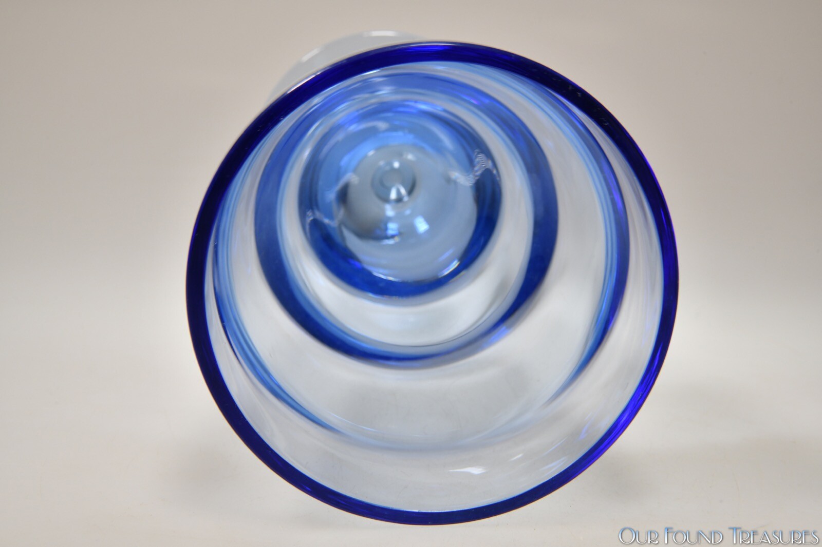 1940 – 1951 SWEDISH MODERN CRYSTAL by Tiffin COPEN BLUE 10” H Tear Drop Vase