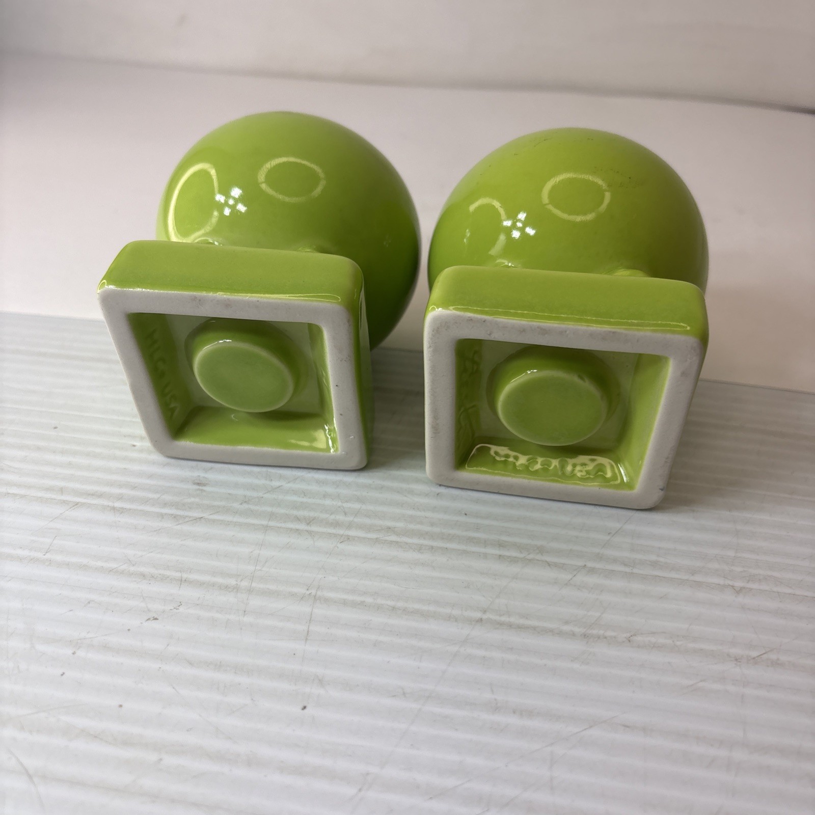Laughlin Fiesta Chartreuse Round Bulb Candle Holder Stick Small Imperfection