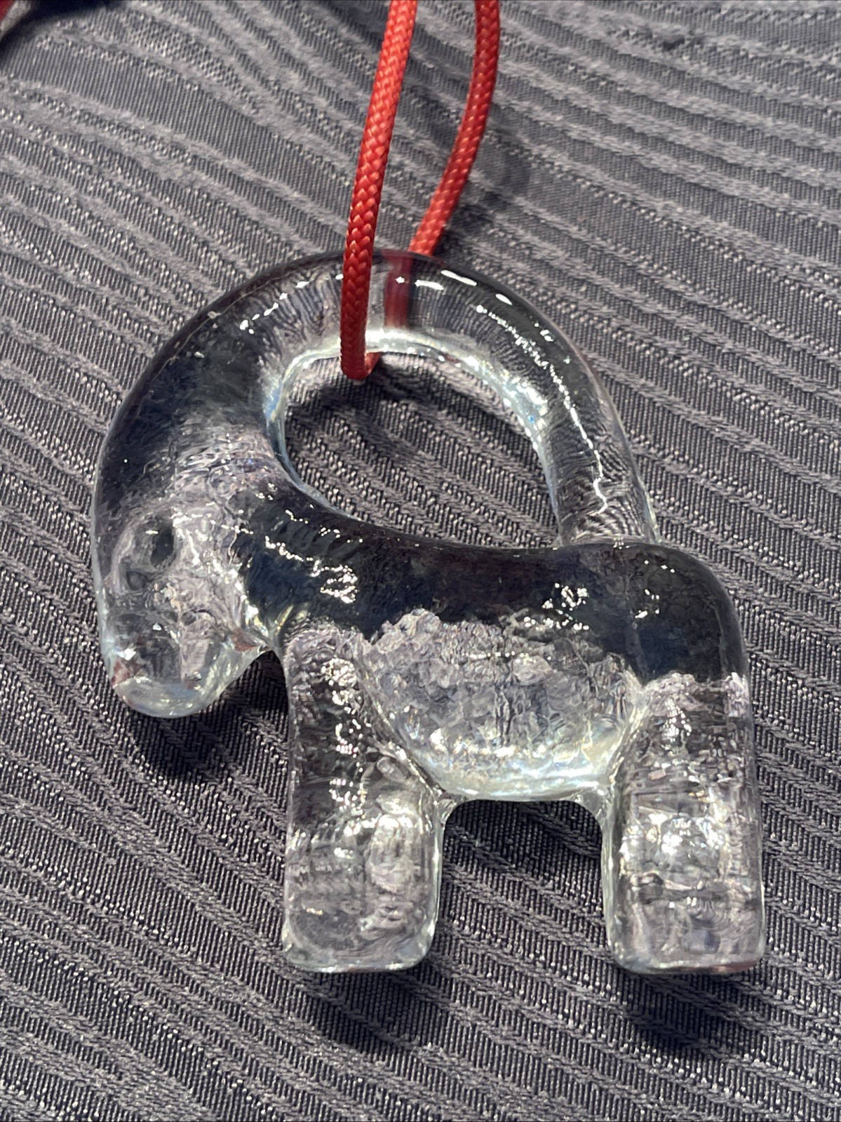Kosta Boda Style Glass Julbock Yule Goat Ornament Solid Clear MCM Scandinavian