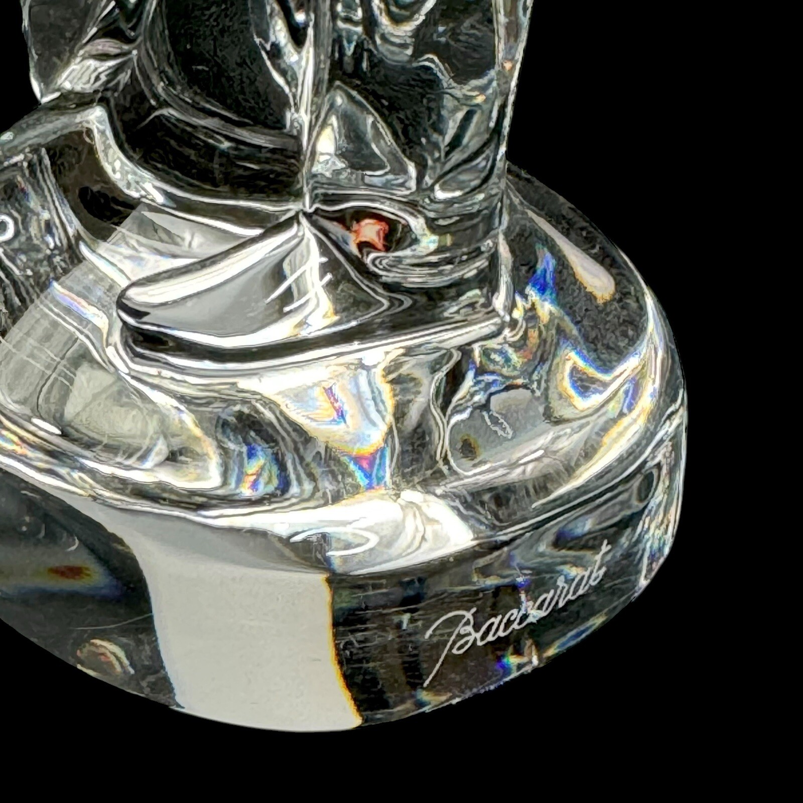BACCARAT Clear Crystal Sculpture Male Golfer France 9.5 Inches Tall