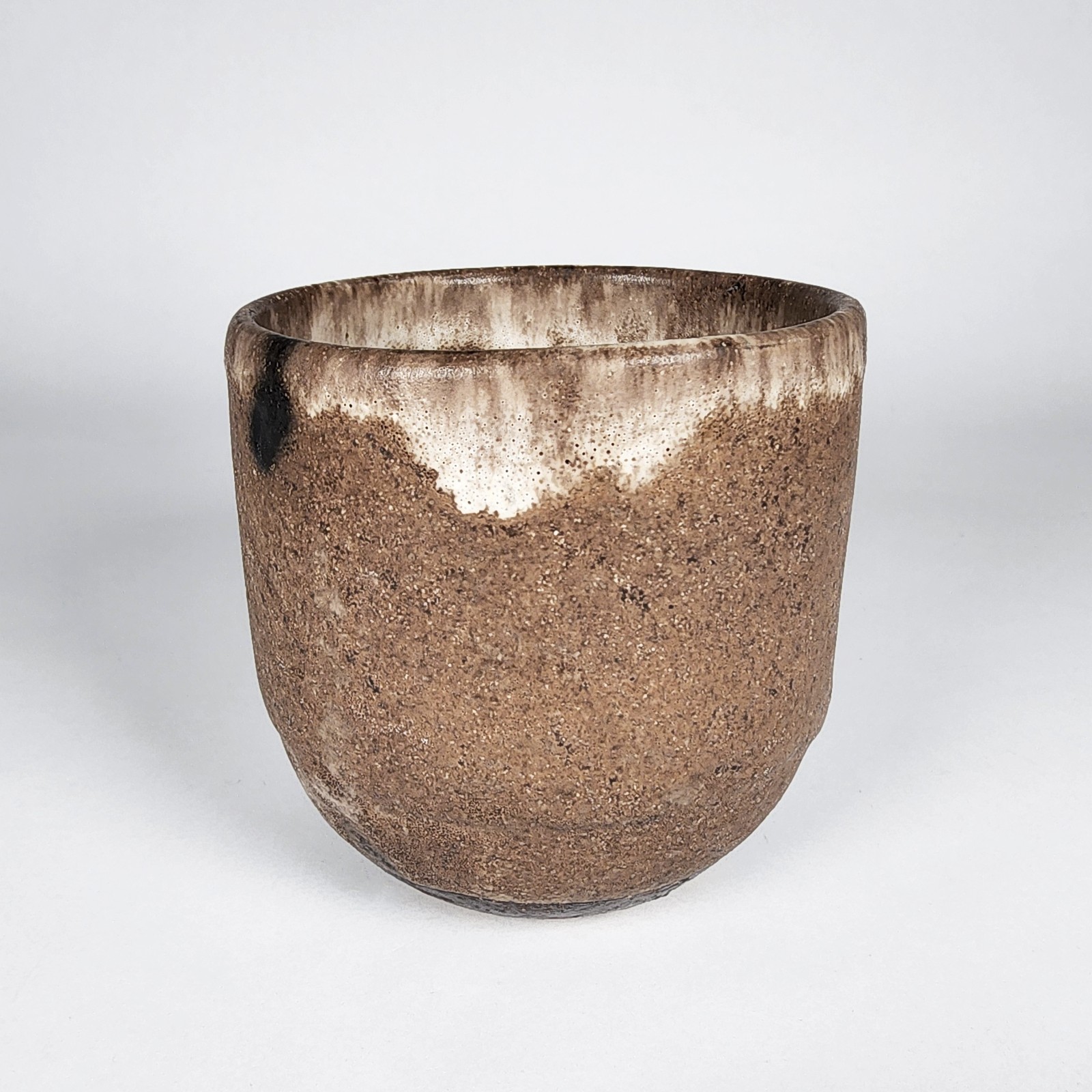 McCartys Pottery Vase Vessel Bowl Nutmeg Brown Cream Mississippi River 4.2″ Tall