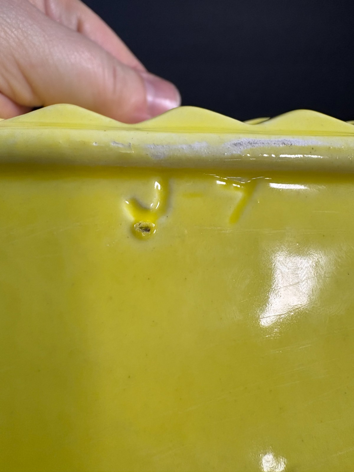 Yellow Planter Cookson Pottery White Drip Trim – J7 Mold Glaze Dish Planter