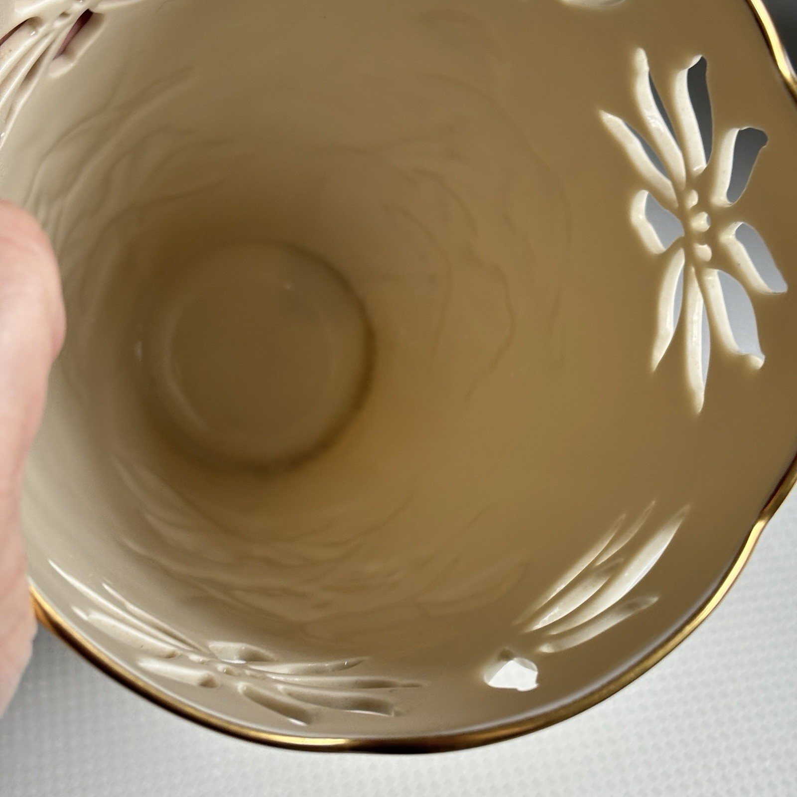 Lenox Westbury Large Vase Ivory Porcelain Pierced Floral Cutout Gold Trim USA