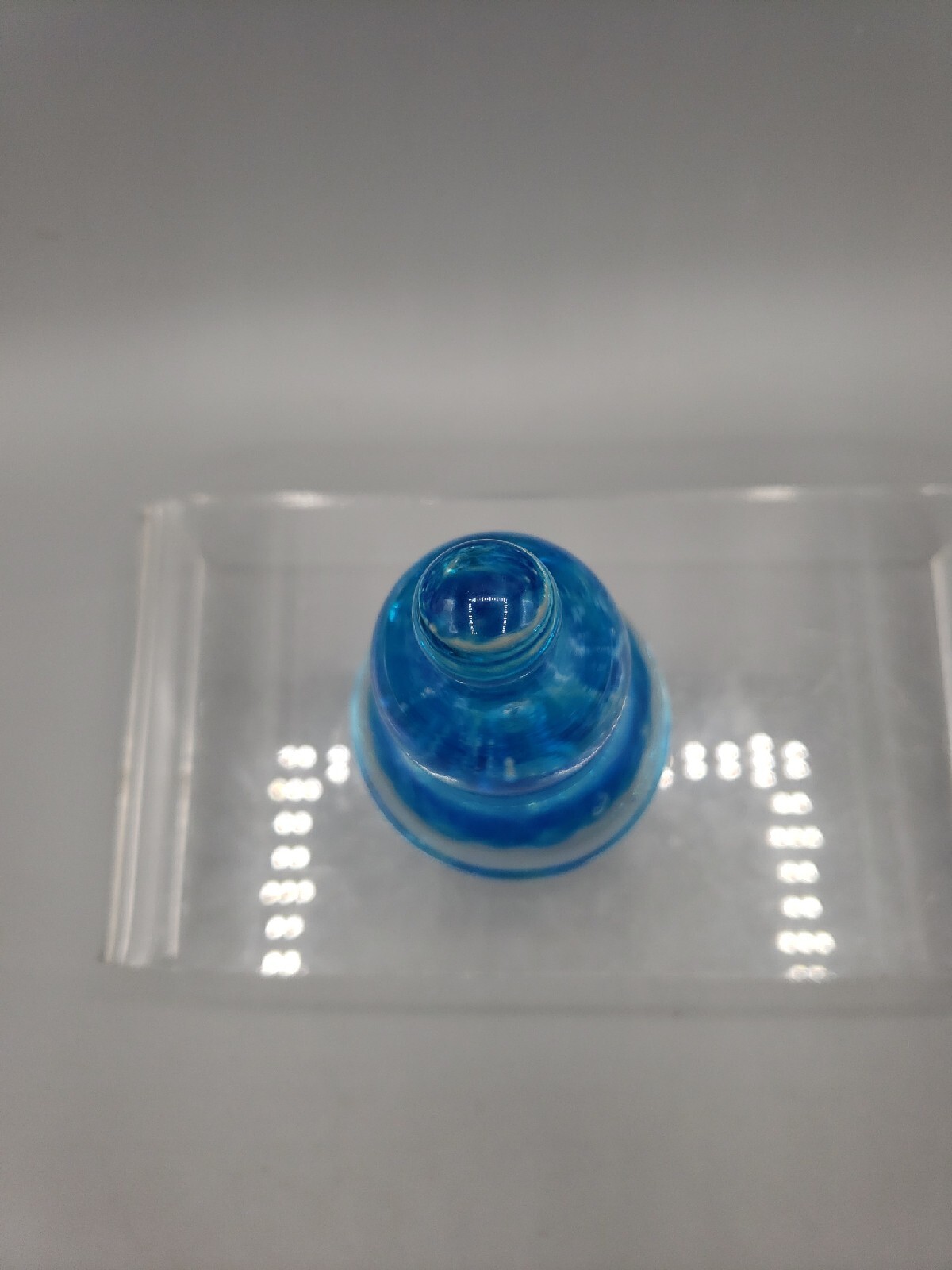 Joe Rice St. Clair Art Glass Bell Shaped Paperweight Aqua Blue Stamped